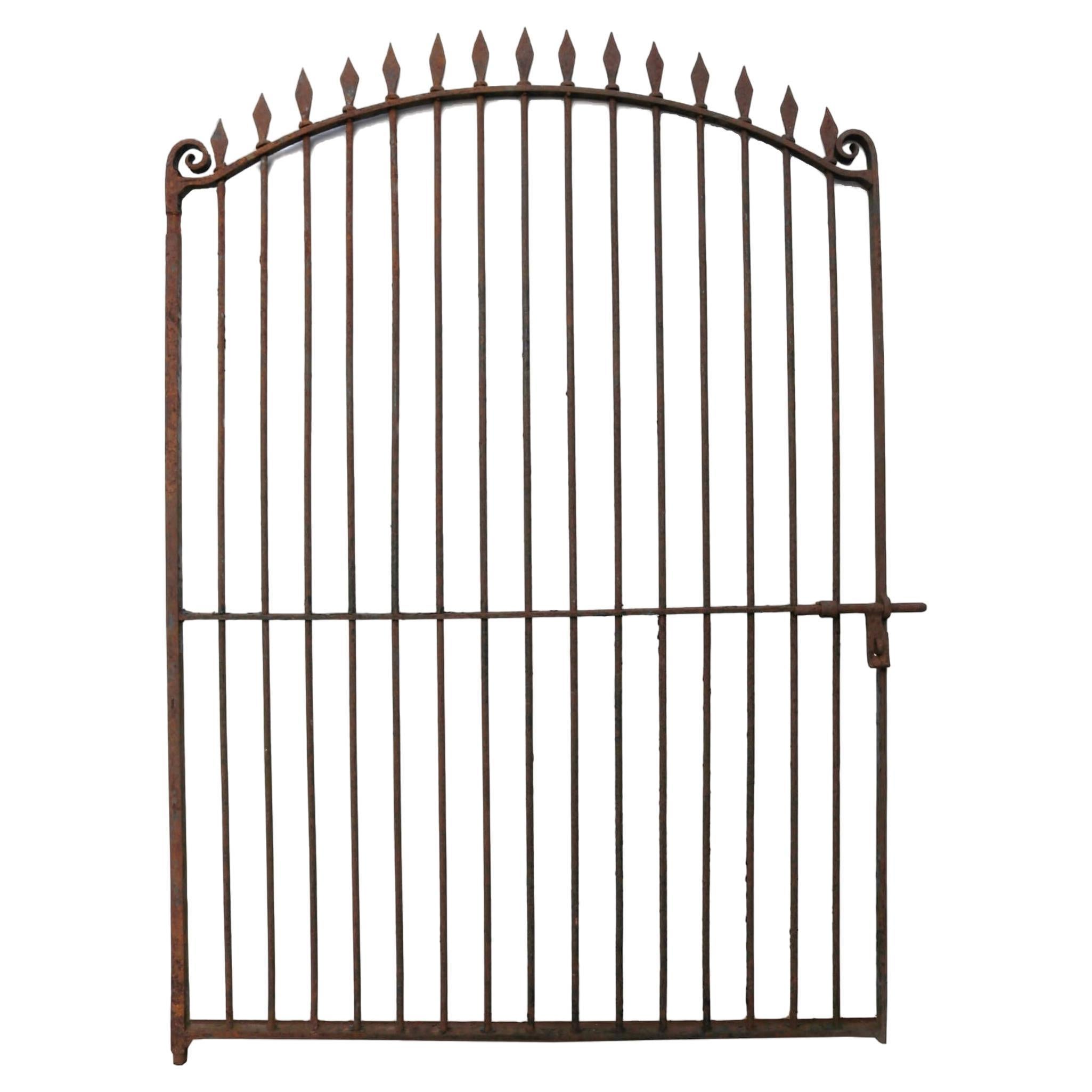 Tall Wrought Iron Arched Side Gate For Sale