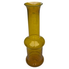 Tall Yellow Blenko Vase, Wayne Husted model 5717 acid etched signature
