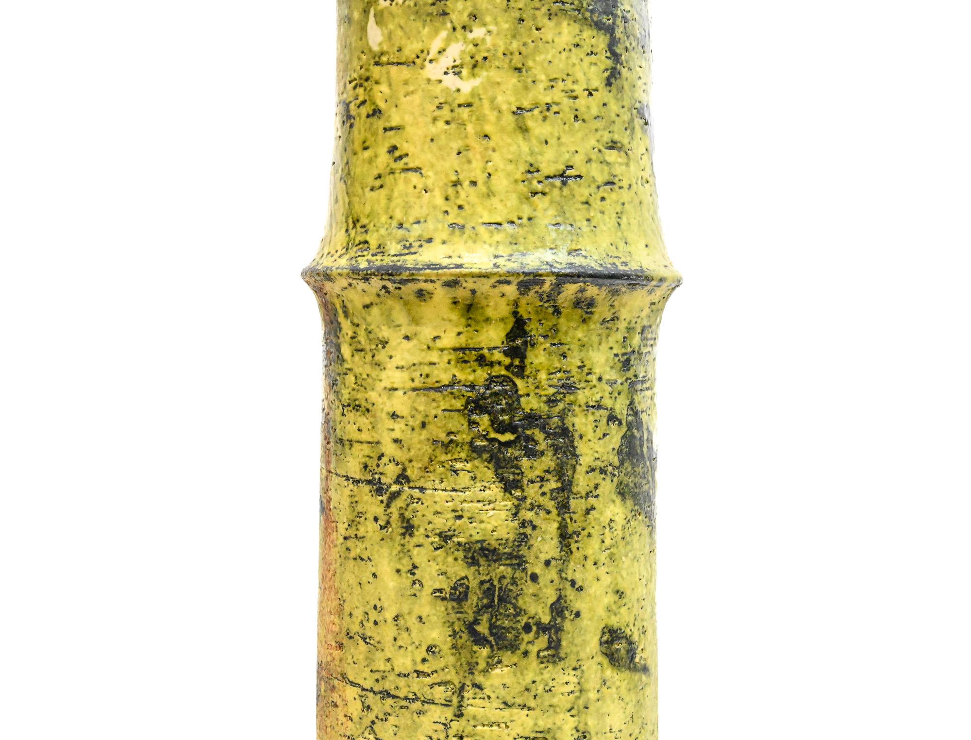 20ième siècle Grand vase jaune/vert de Marcello Fantoni, Italie en vente