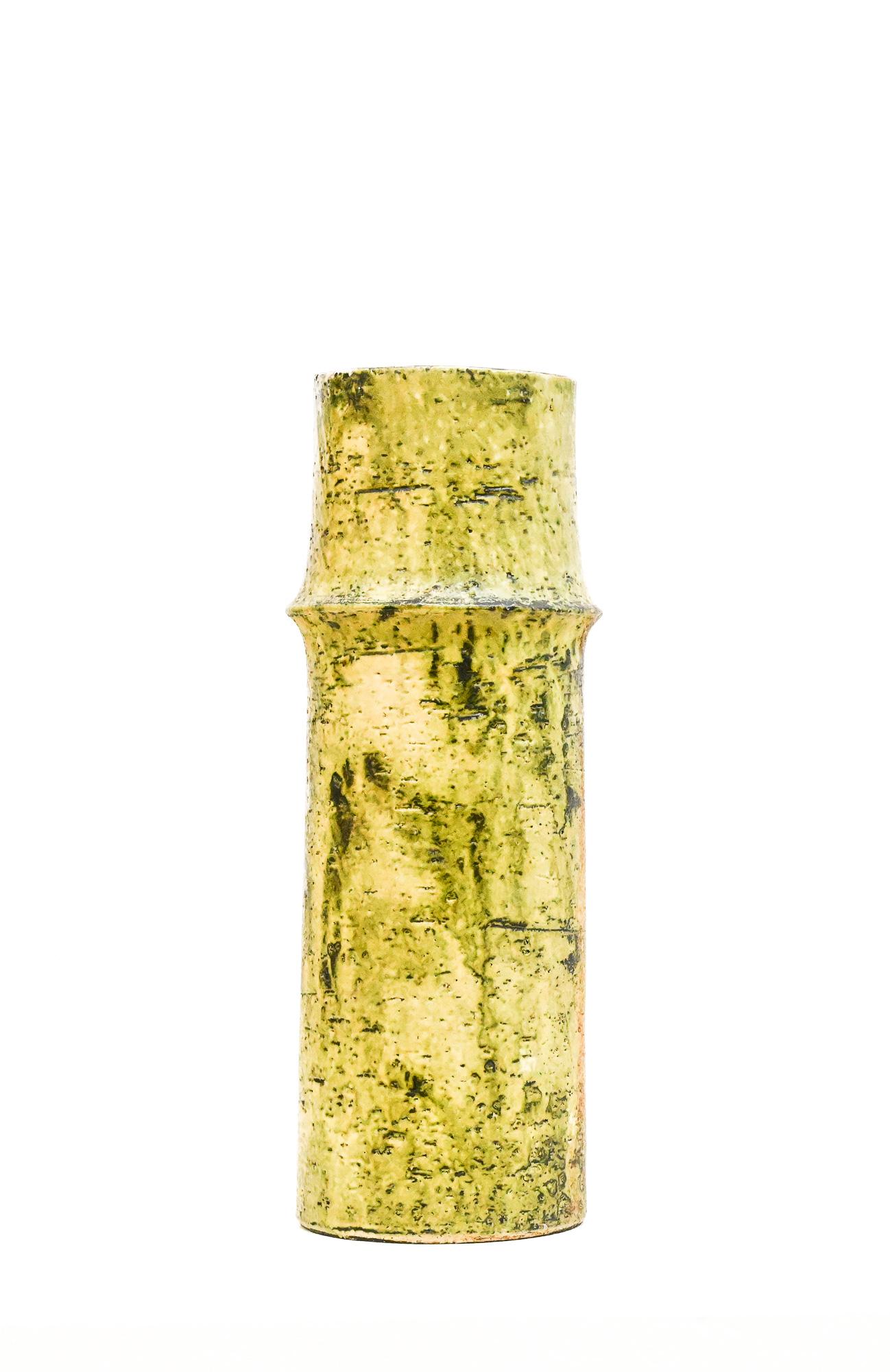 Tall yellow/green vase by Marcello Fantoni Italy For Sale 1