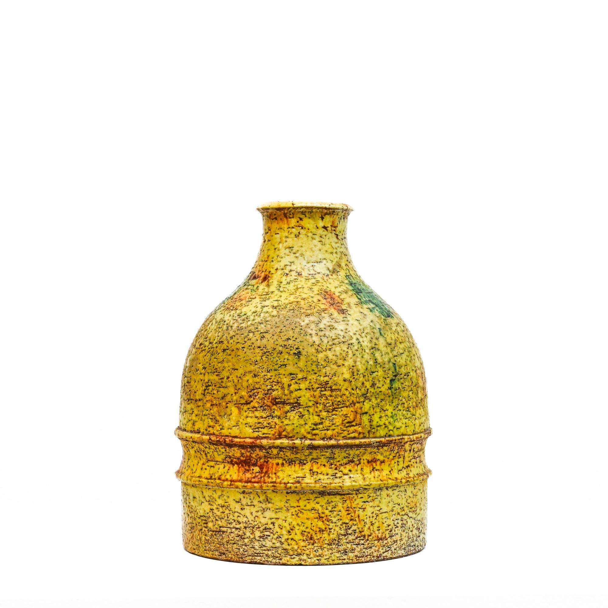 Tall yellow round vase by Marcello Fantoni Italy For Sale 4