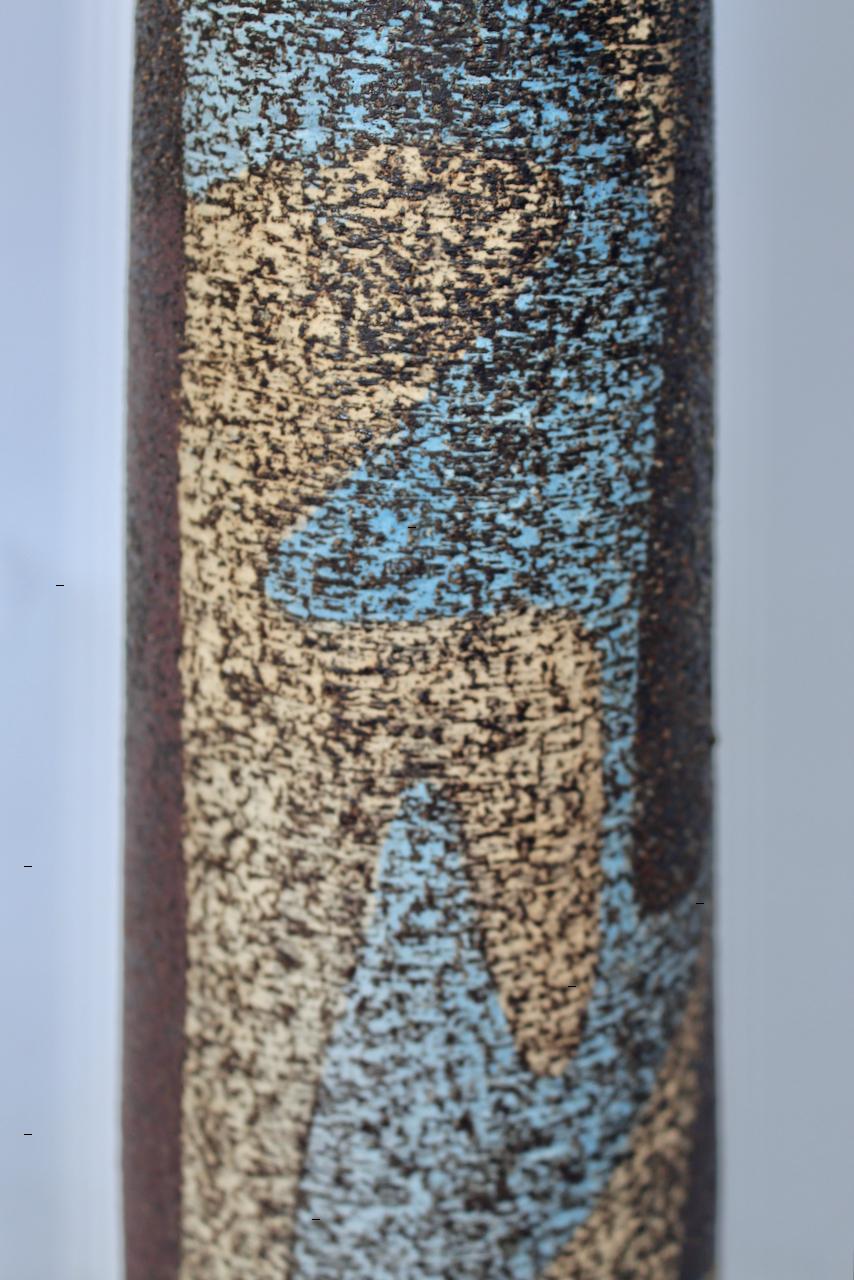 Große Zaalberg Pottery Blue & Brown Palette glasierte Keramik Tischlampe, 1950er Jahre im Angebot 3