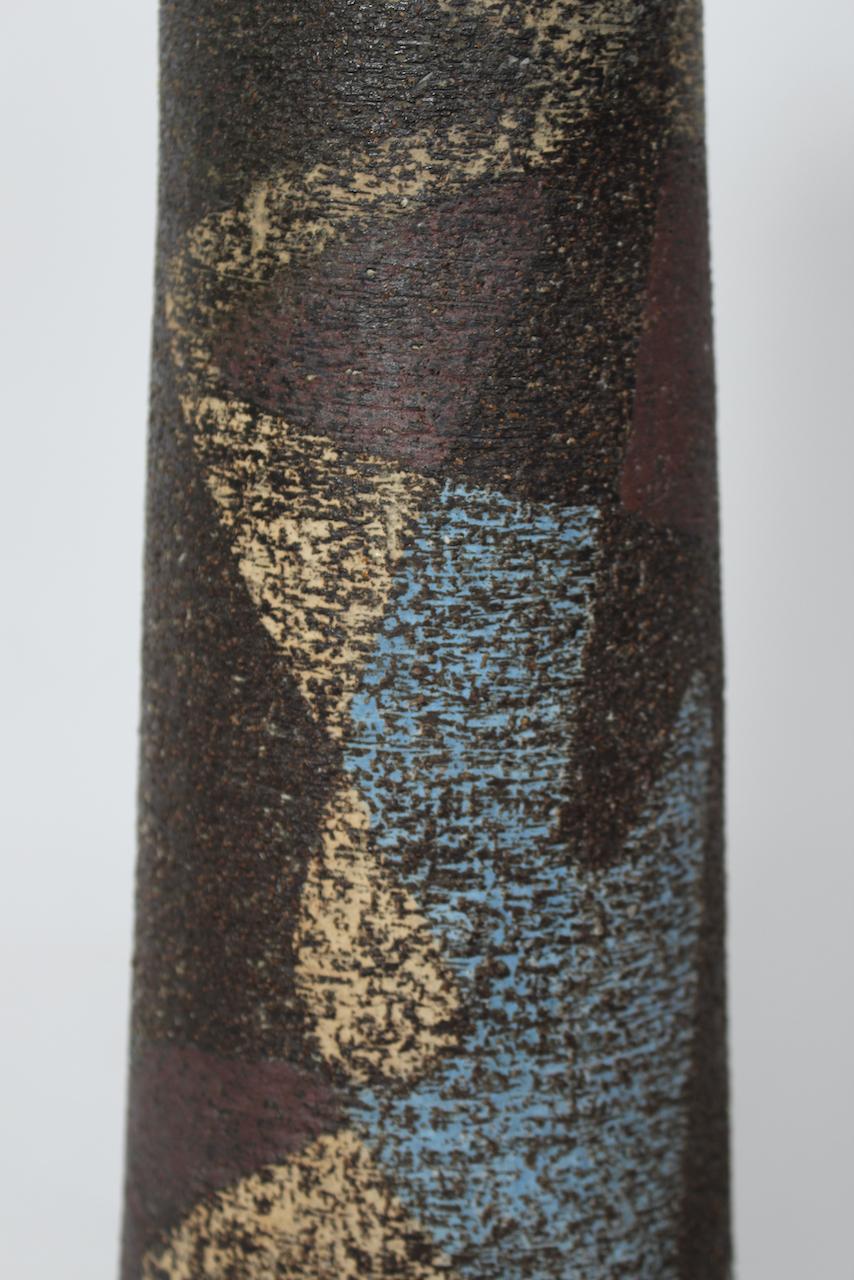 Große Zaalberg Pottery Blue & Brown Palette glasierte Keramik Tischlampe, 1950er Jahre im Angebot 4