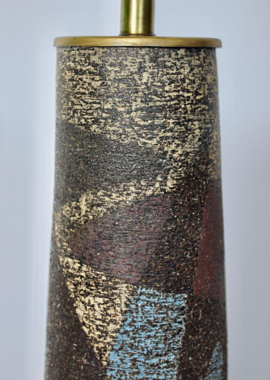 Große Zaalberg Pottery Blue & Brown Palette glasierte Keramik Tischlampe, 1950er Jahre im Angebot 5