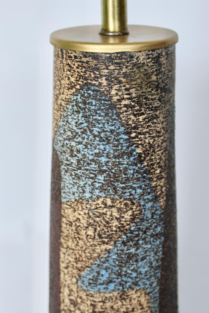 Grande lampe de table en poterie émaillée bleue et Brown de Zaalberg Pottery, années 1950 en vente 6