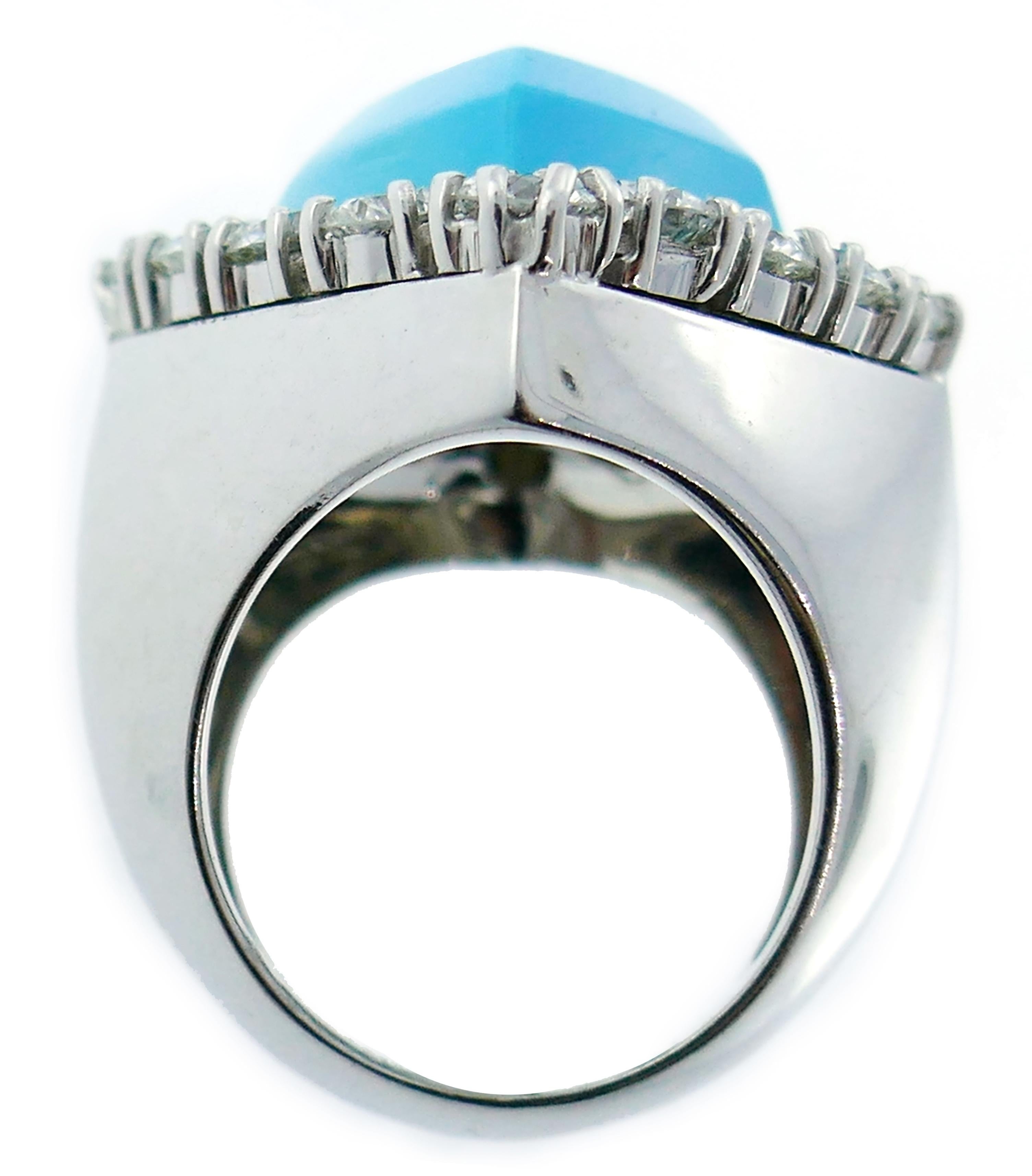 Tallarico Turquoise Diamond White Gold Earrings Ring Set Day and Night 5