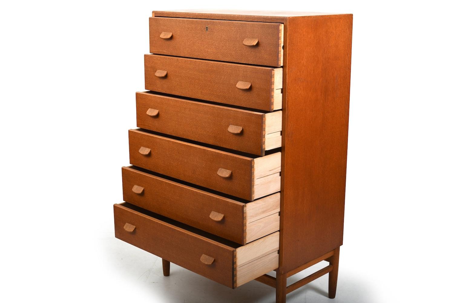 Oak Tallboy Chest of Drawer by Poul M. Volther 1950s For Sale
