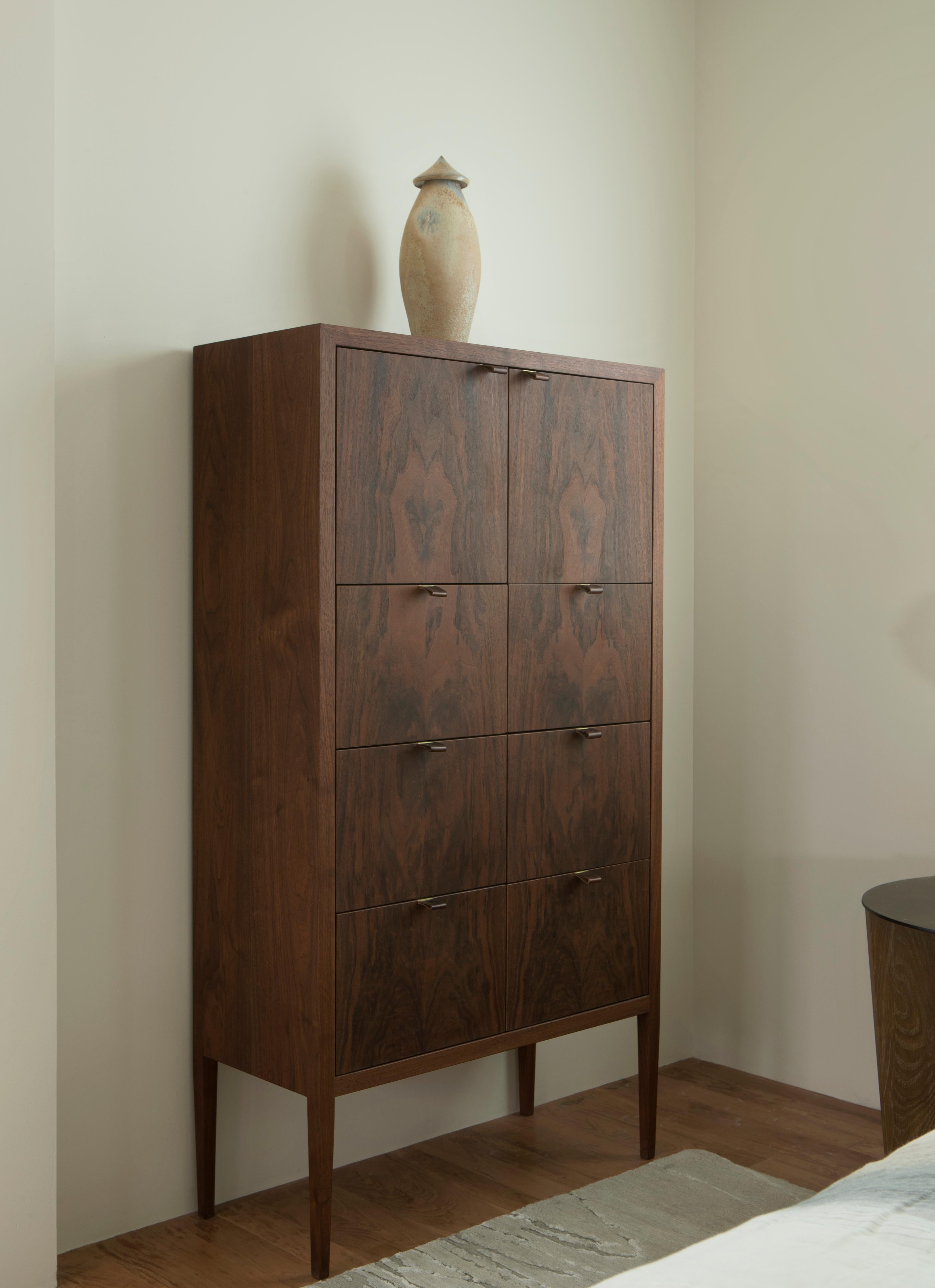 walnut tall boy dresser