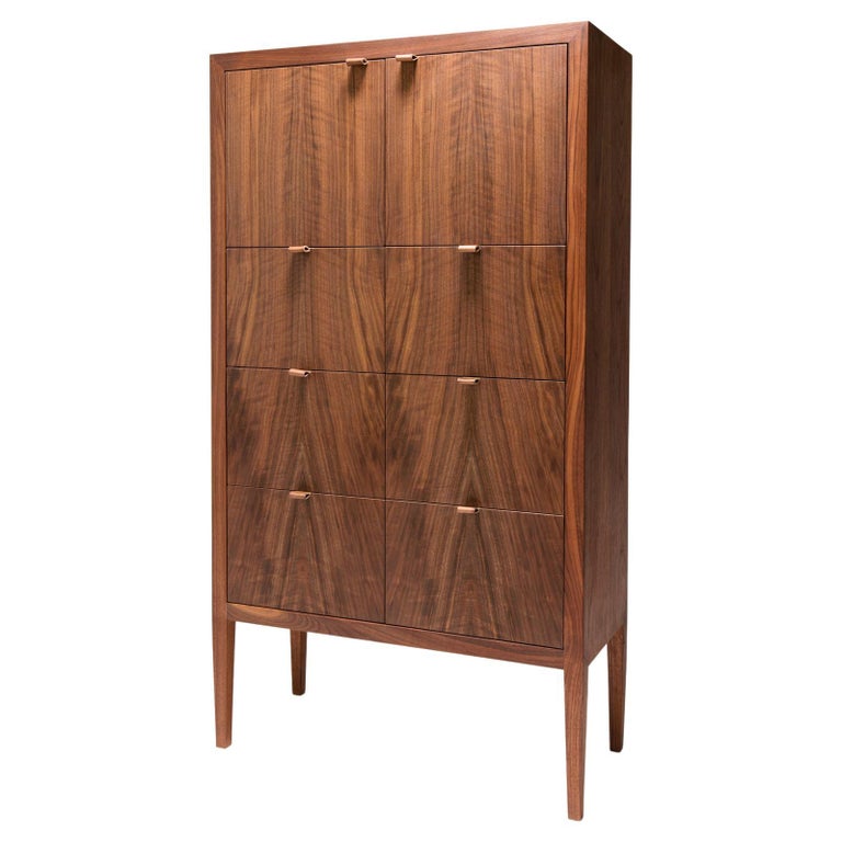 Tallboy Dresser with Figured Claro Walnut Front by Boyd and Allister For  Sale at 1stDibs | boyd and allister, walnut vintage dresser, walnut tall  boy dresser
