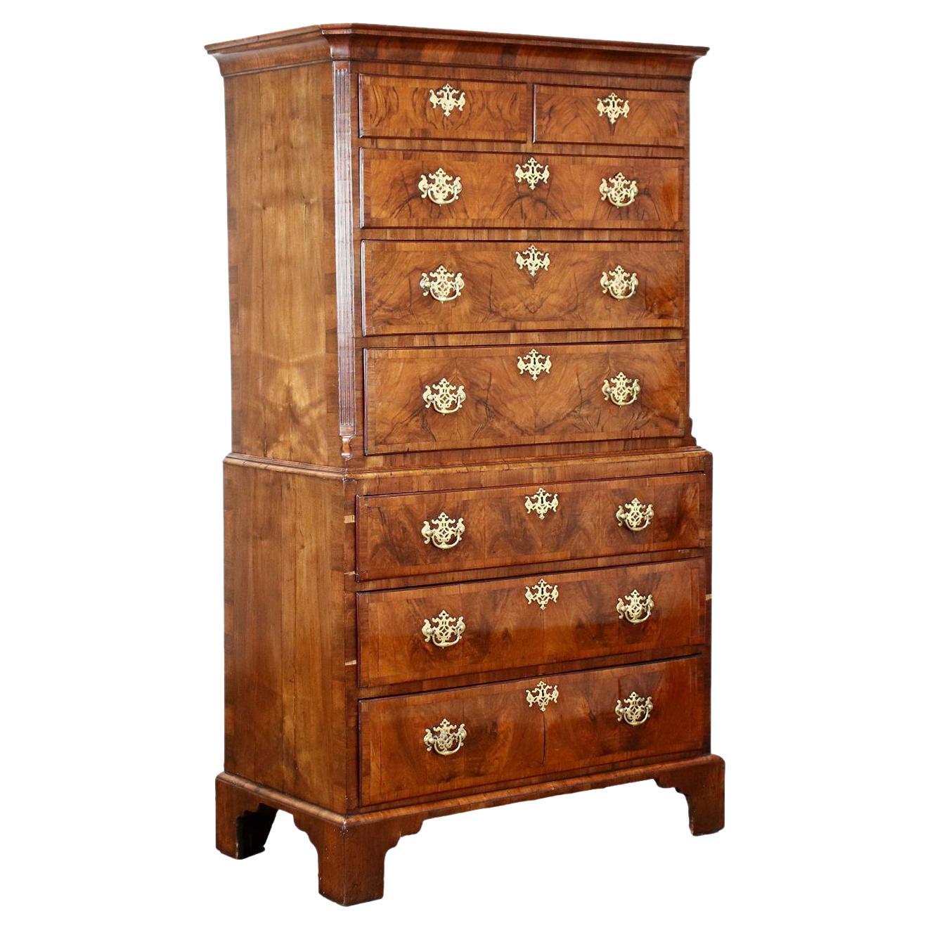 Tallboy George II Walnut Oak Great Britain XVIII Century For Sale