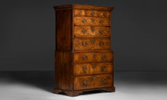 Tallboy Walnut Burl Chest, England 1760