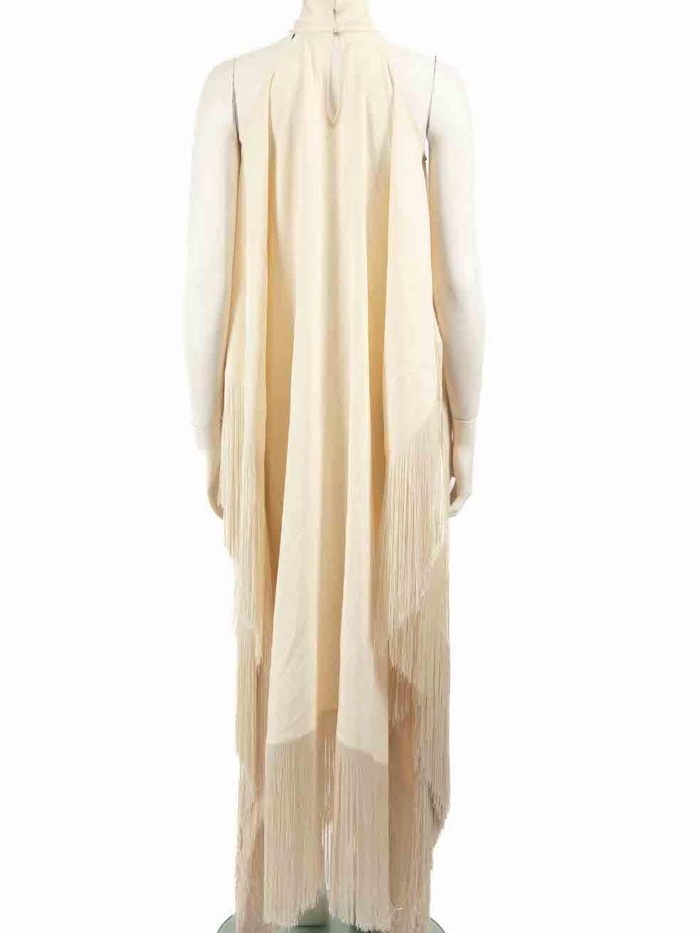 Taller Marmo Ecru Nina Fringed Maxi Dress Size M In Excellent Condition In London, GB