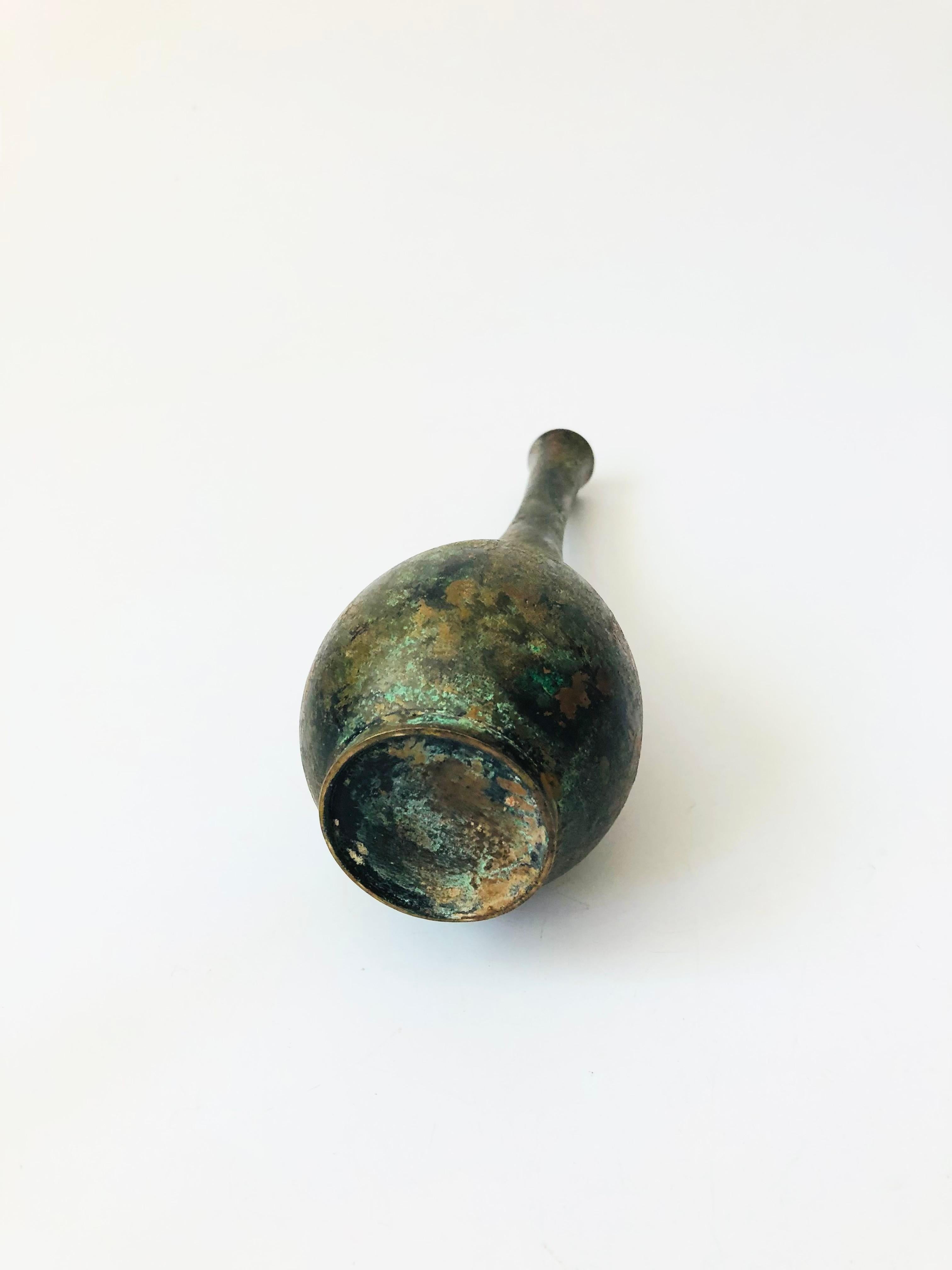 Taller Takaoka Doki Verdigris Bronze Patinated Vase - Japan In Good Condition In Vallejo, CA