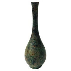 Taller Takaoka Doki Verdigris Bronze Patinated Vase - Japan