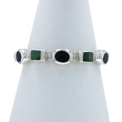 Tallere Lagunas Onyx Aventurine Quartz Link Bracelet 7 3/4" - Sterling 925 Inlay