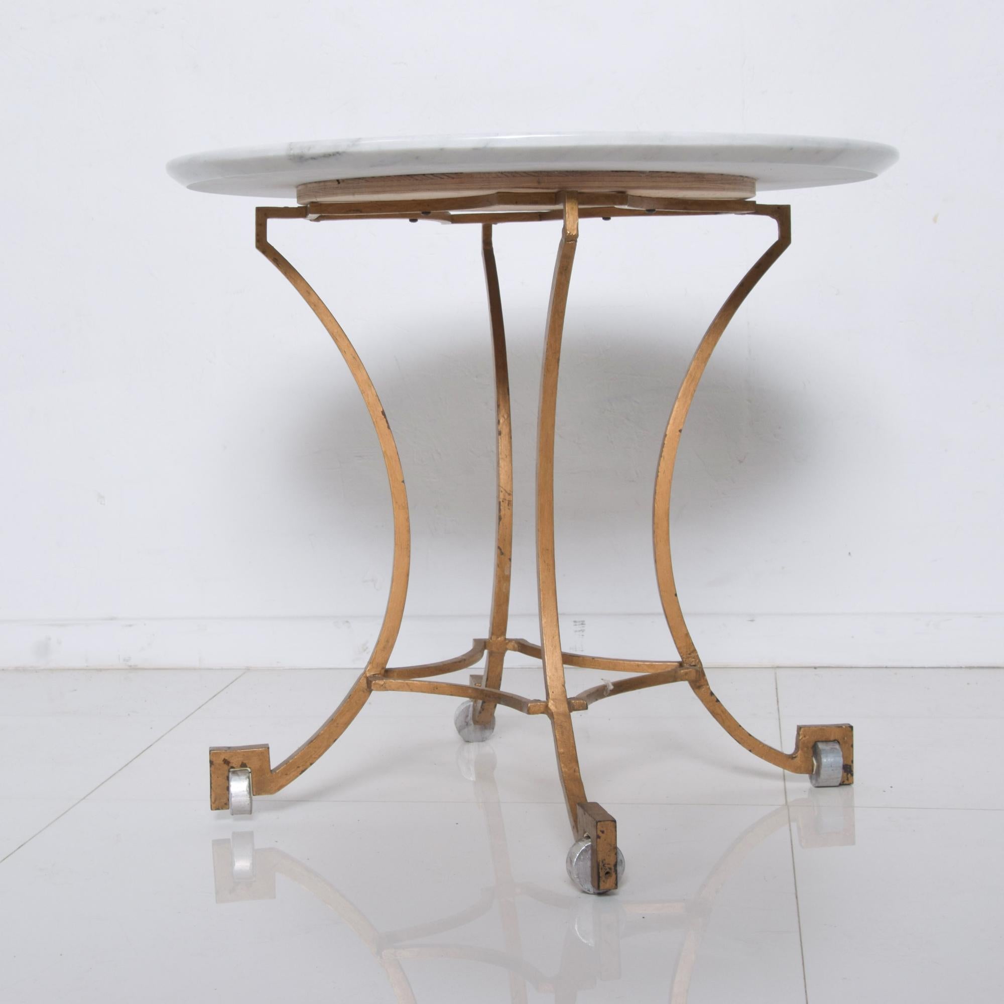 Talleres Chacon Arturo Pani Modern Side Table Gilded Iron Marble & Silver, 1960s 2