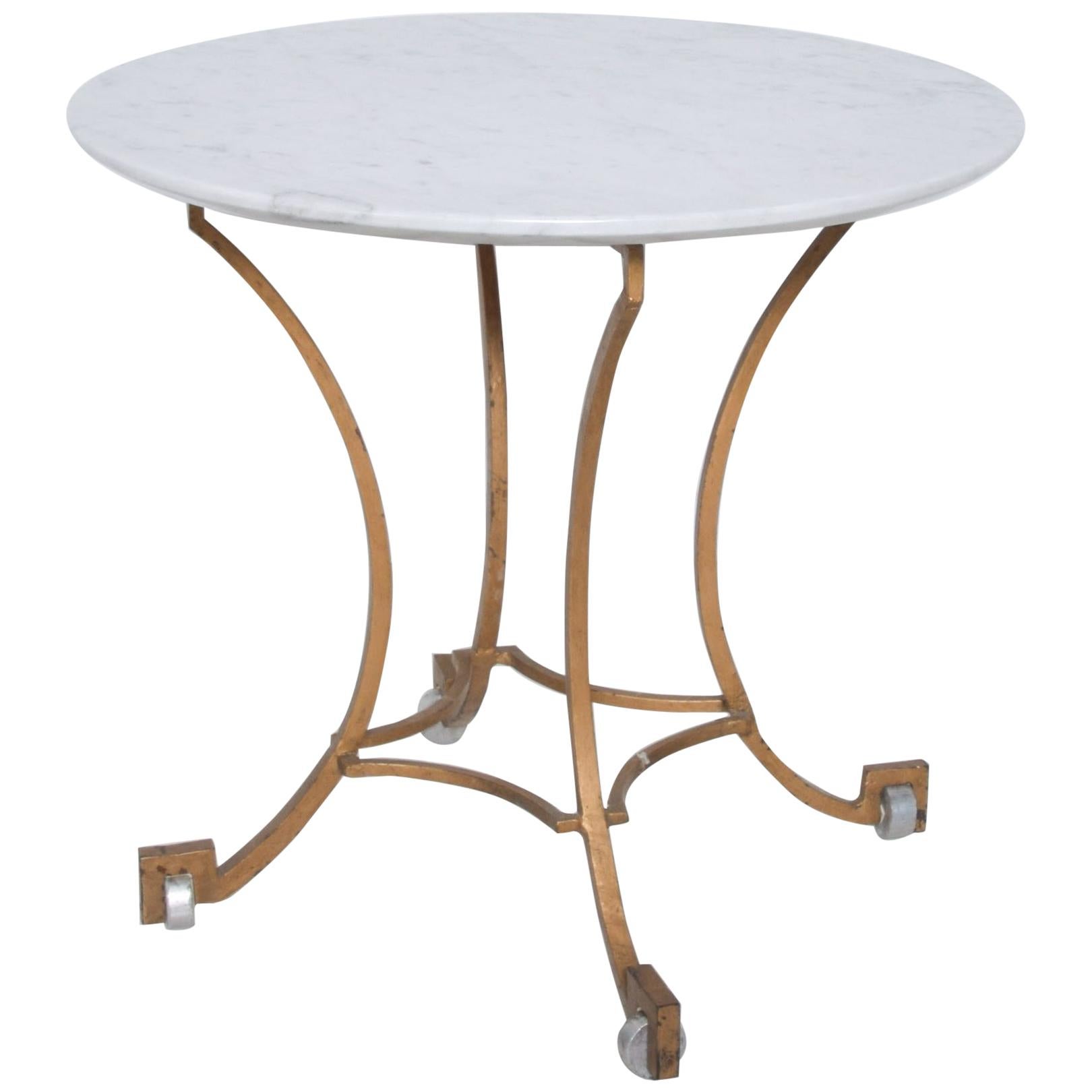 Talleres Chacon Arturo Pani Modern Side Table Gilded Iron Marble & Silver, 1960s
