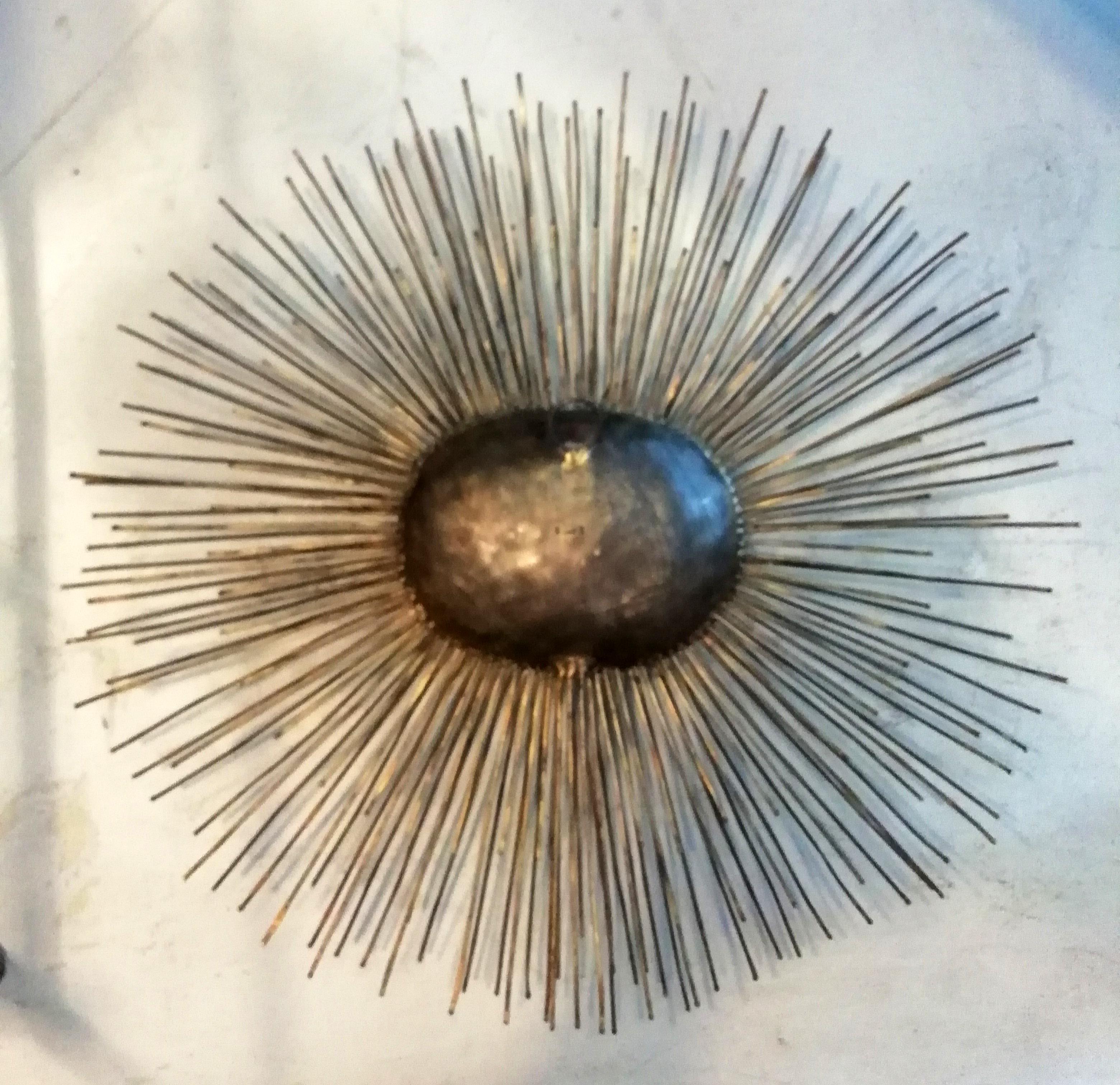 Talleres Emaus Mexican Mid-Century Modern Bronze and Brass Sun Wall Decoration In Good Condition In Mexico City, MX