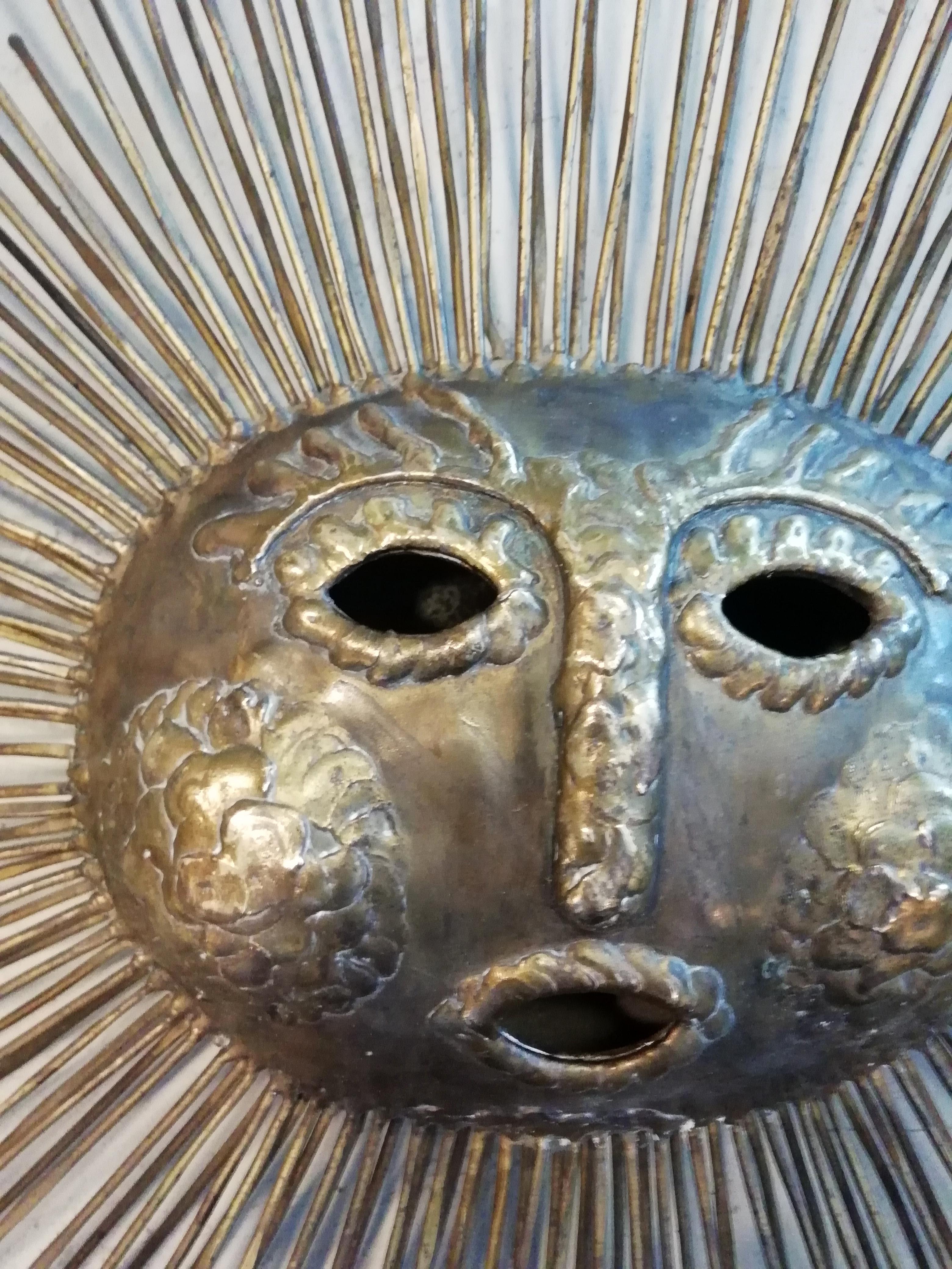 Mid-20th Century Talleres Emaus Mexican Mid-Century Modern Bronze and Brass Sun Wall Decoration
