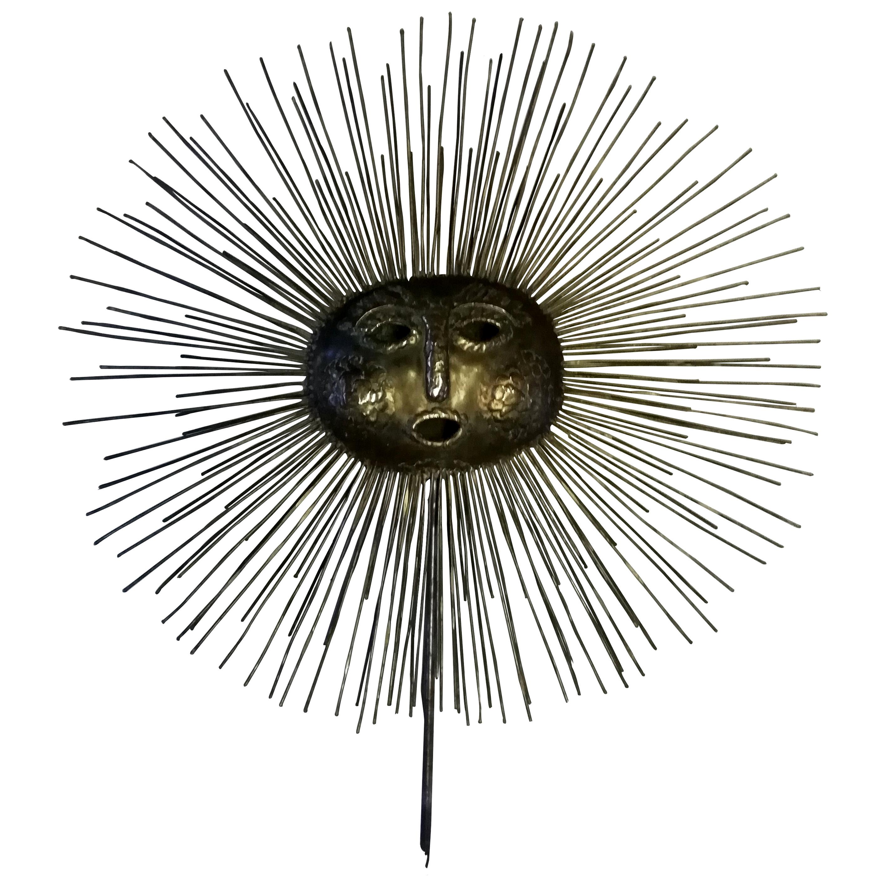 Talleres Emaus Mexican Mid-Century Modern Bronze and Brass Sun Wall Decoration