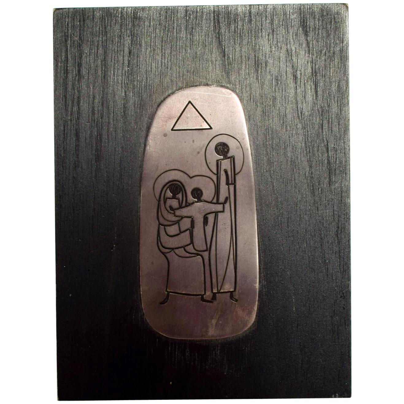 Talleres Monasticos Abstract Modern La Sagrada Familia Sculpture Silver Plaque