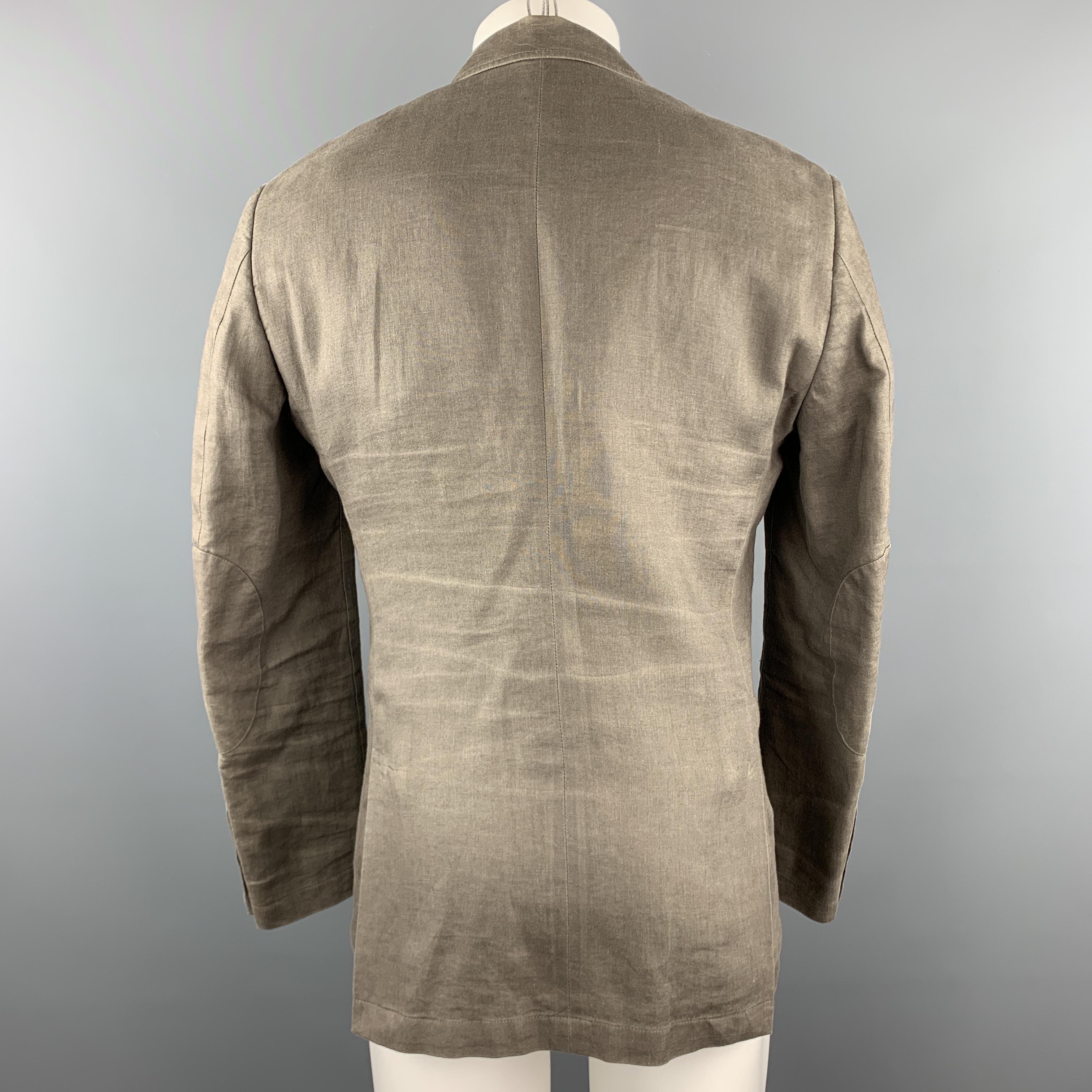 Brown TALLIA Size 38 Taupe Linen Notch Lapel Patch Pocket Sport Coat Jacket