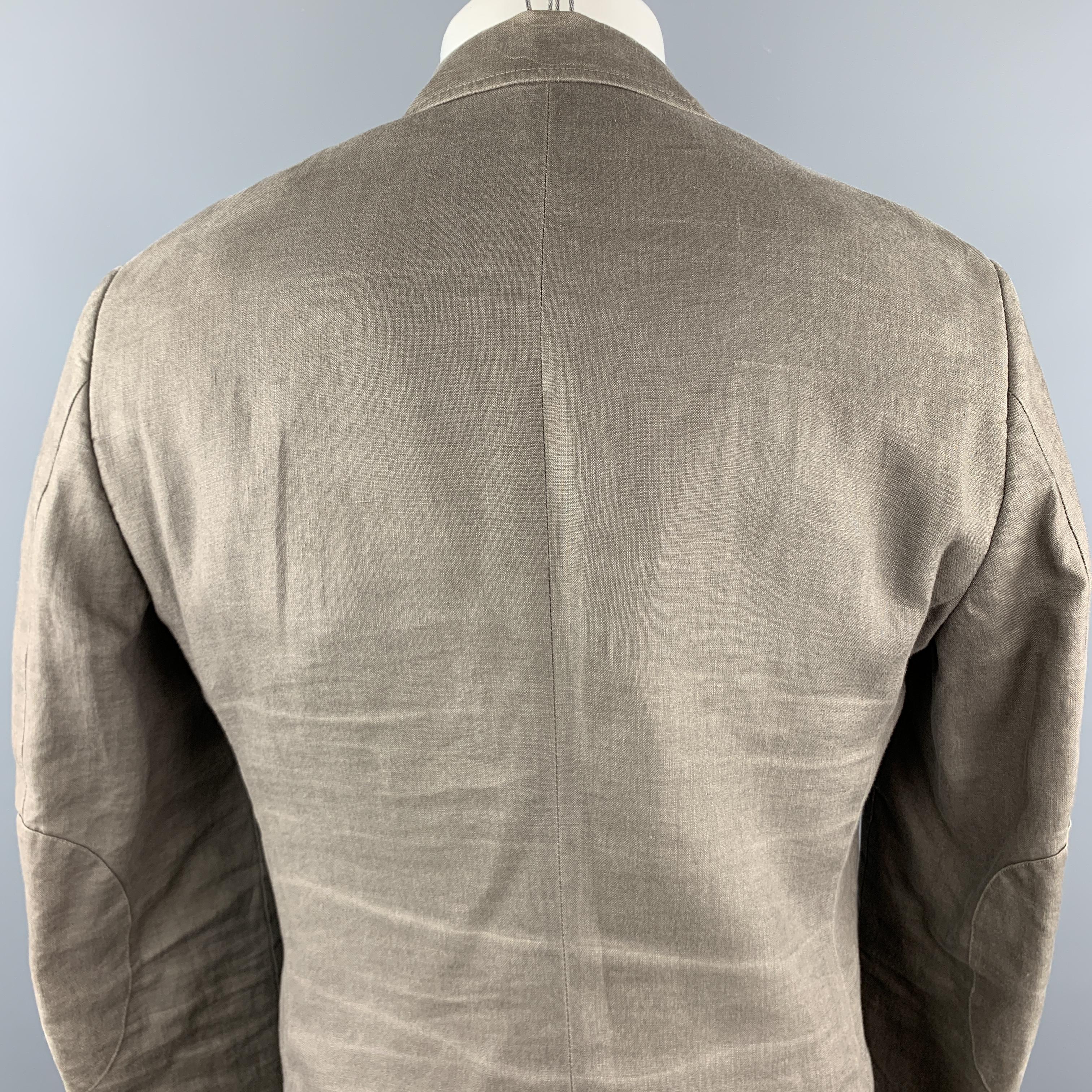 TALLIA Size 38 Taupe Linen Notch Lapel Patch Pocket Sport Coat Jacket In Good Condition In San Francisco, CA