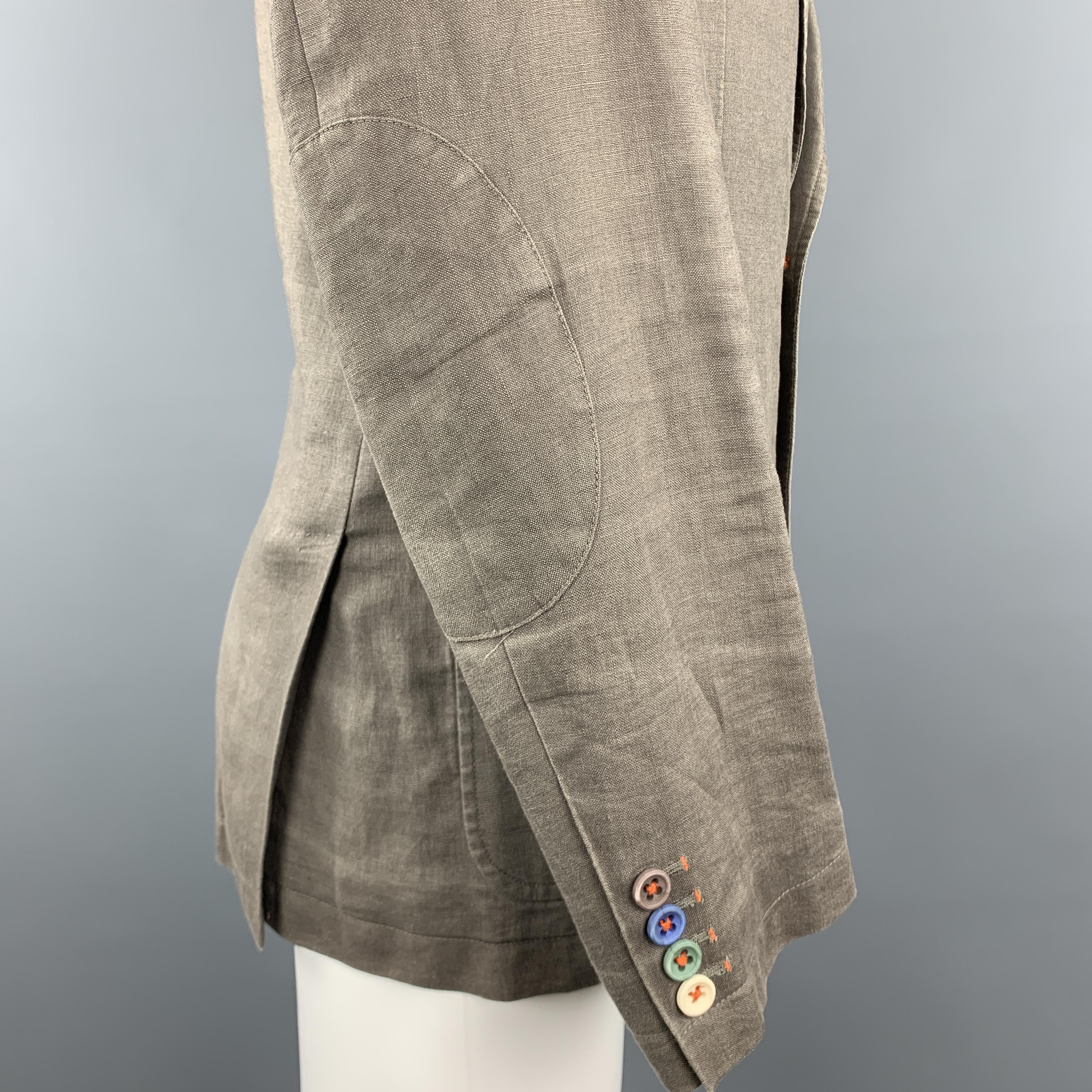Men's TALLIA Size 38 Taupe Linen Notch Lapel Patch Pocket Sport Coat Jacket