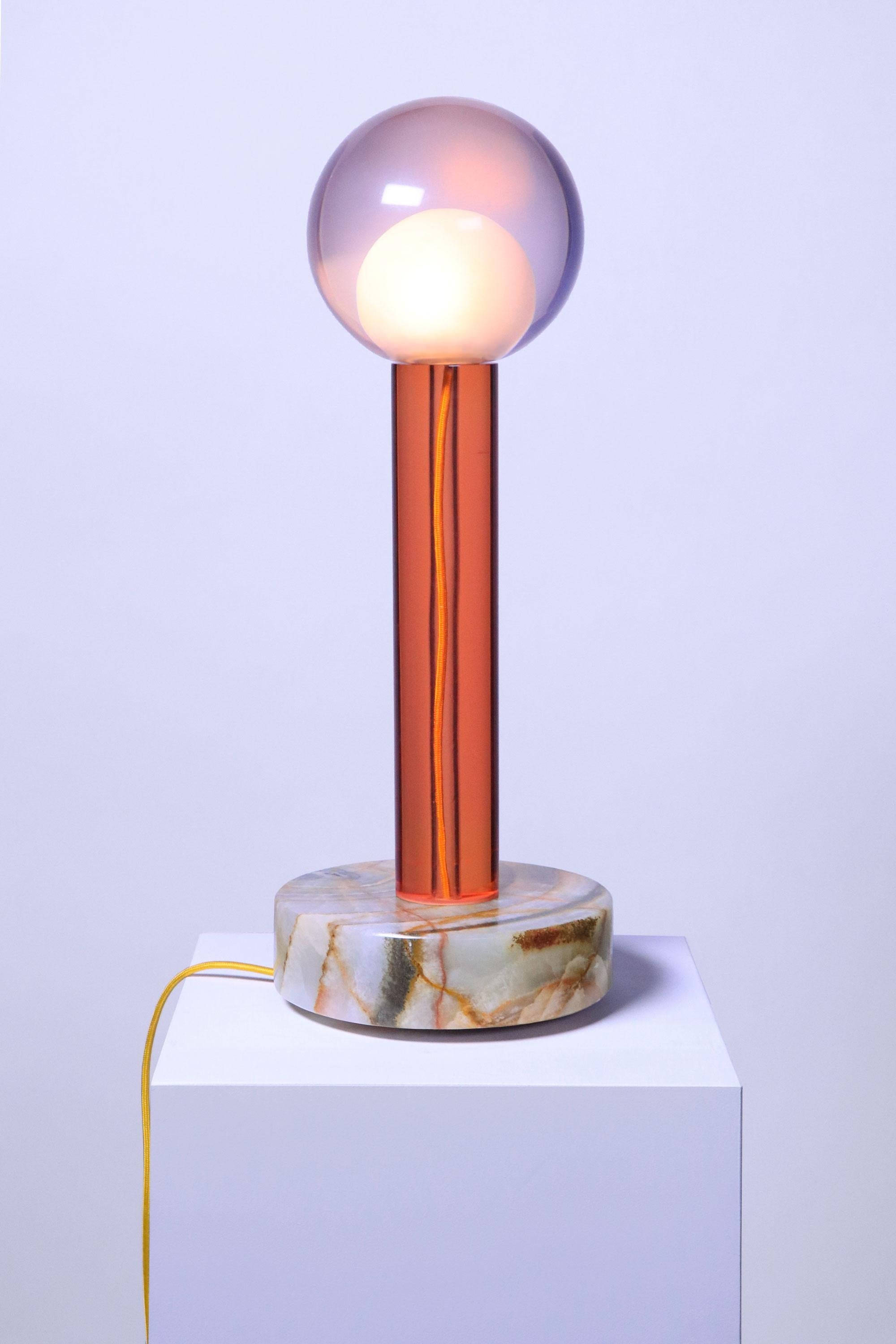 Mexican Tallo Green Lamp in Resin on Onyx Base For Sale