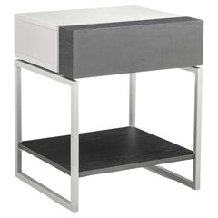 Tallo Nightstand with a Gray Oak Drawer and Off-White Frame