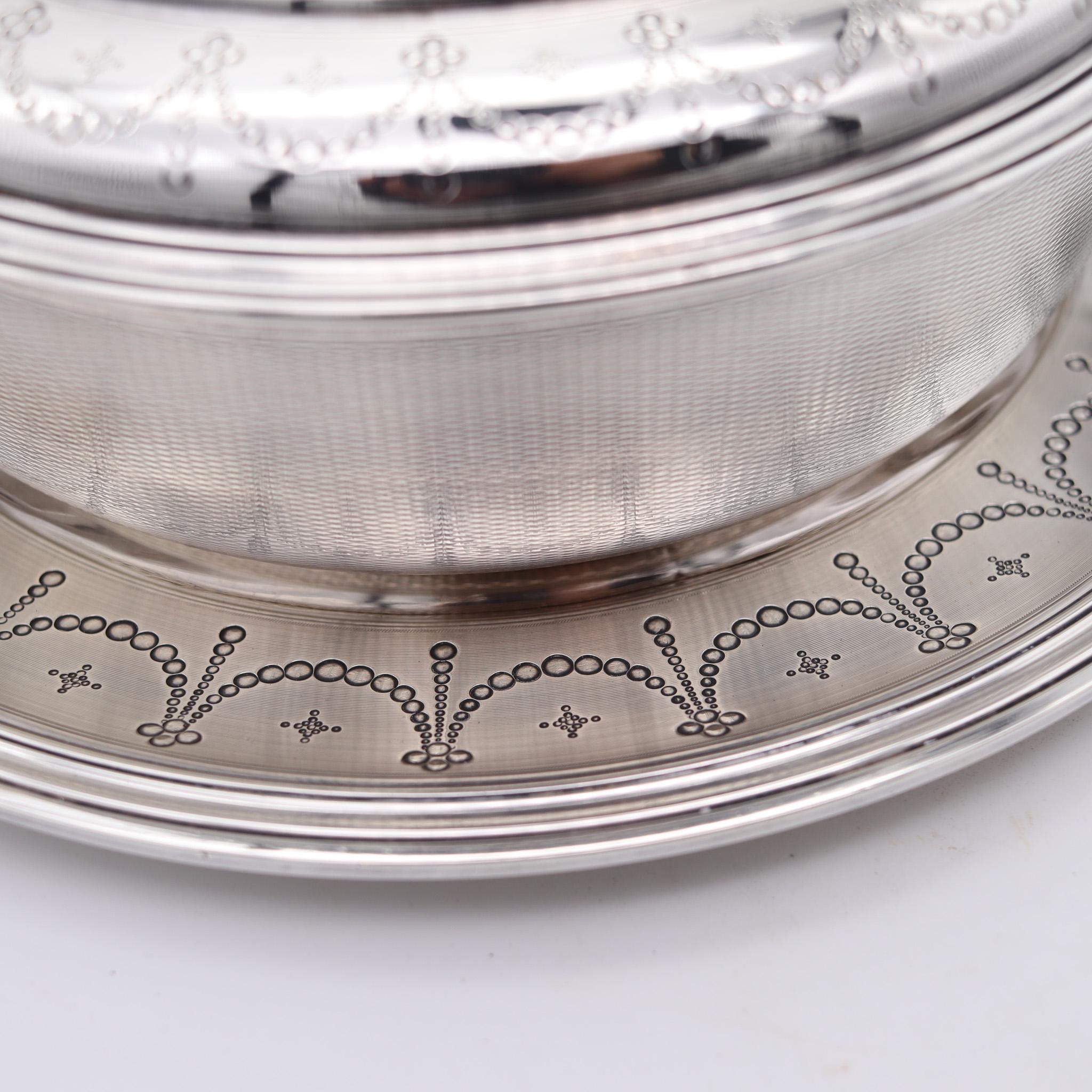 Tallois & Mayence 1885 Paris Covered Dish With Plate In .950 Sterling Silver For Sale 3