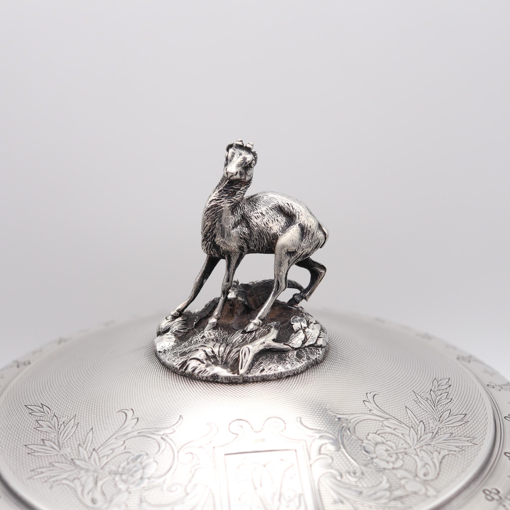 Tallois & Mayence 1885 Paris, Deckelschale mit Teller aus 950er Sterlingsilber, Paris (Silber) im Angebot