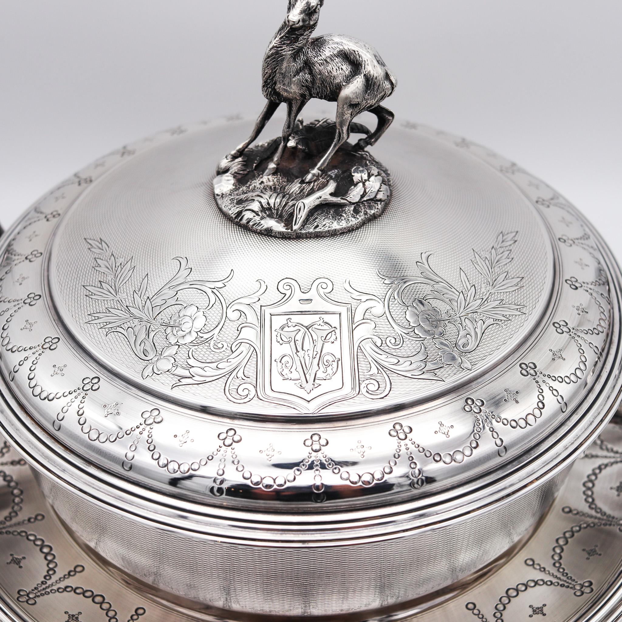 Tallois & Mayence 1885 Paris Covered Dish With Plate In .950 Sterling Silver For Sale 2