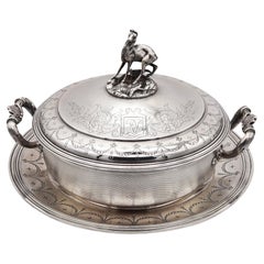Used Tallois & Mayence 1885 Paris Covered Dish With Plate In .950 Sterling Silver