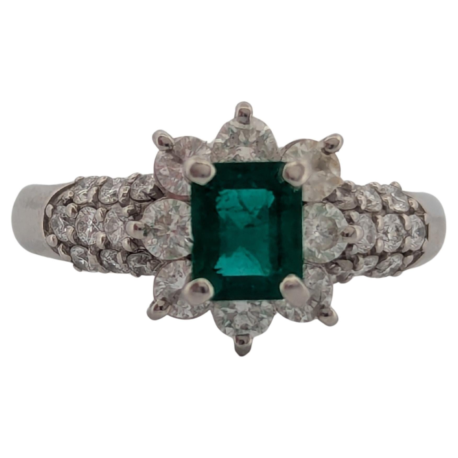 Tallulah  Platinum Ring With .72 CT Natural Emerald & .83 CTW Natural Diamonds