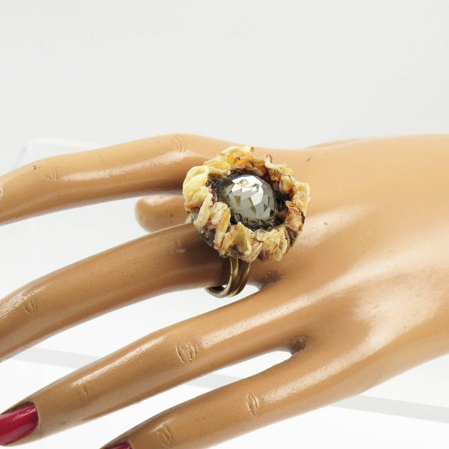 Talosel and Glass Cocktail Ring Executed by the Workshop of Line Vautrin 1