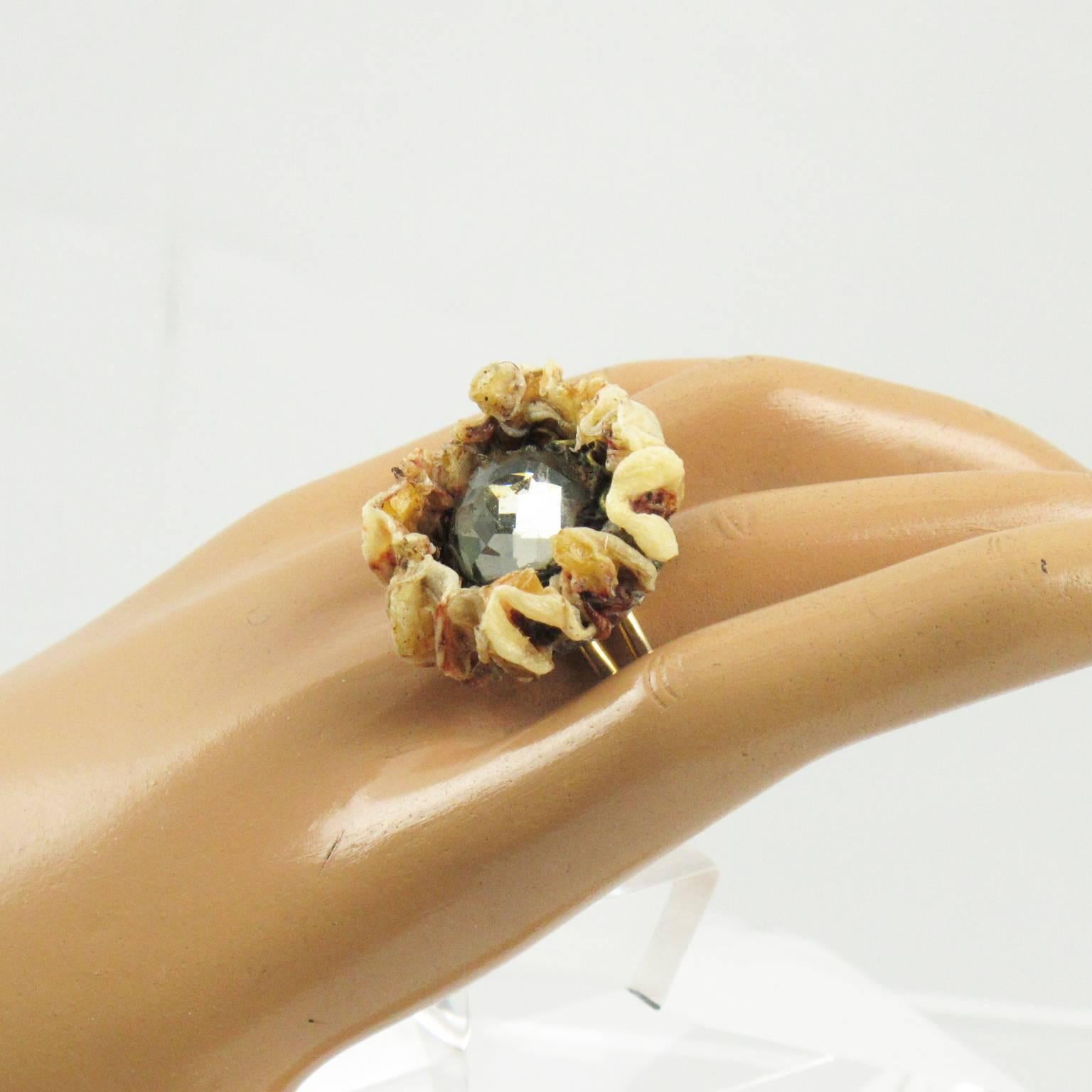 Talosel and Glass Cocktail Ring Executed by the Workshop of Line Vautrin 3