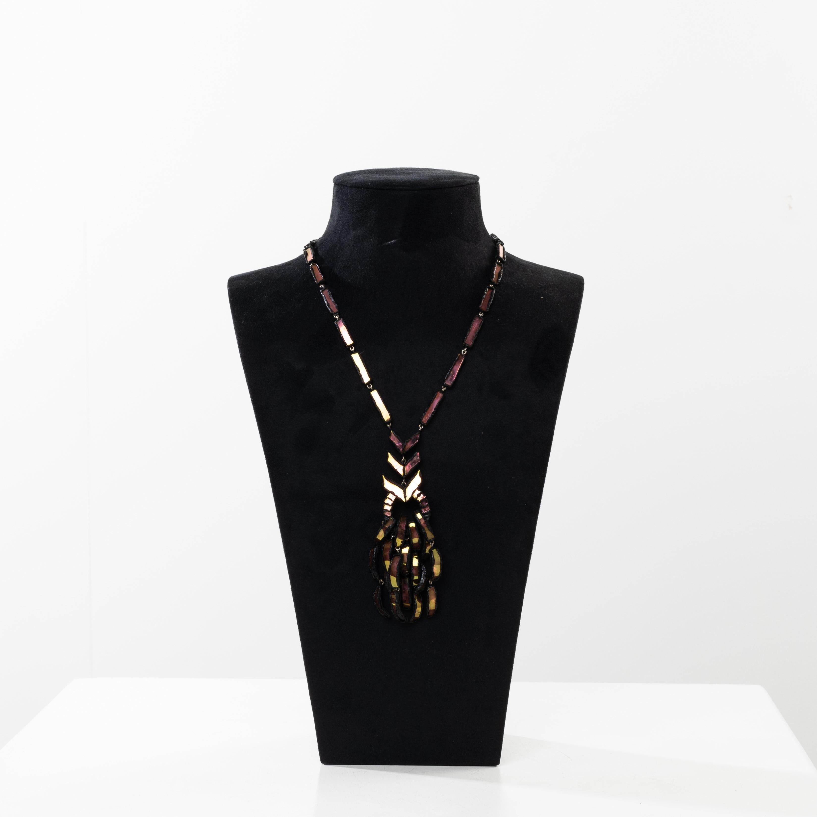Mid-Century Modern Talosel long necklace by Line Vautrin For Sale