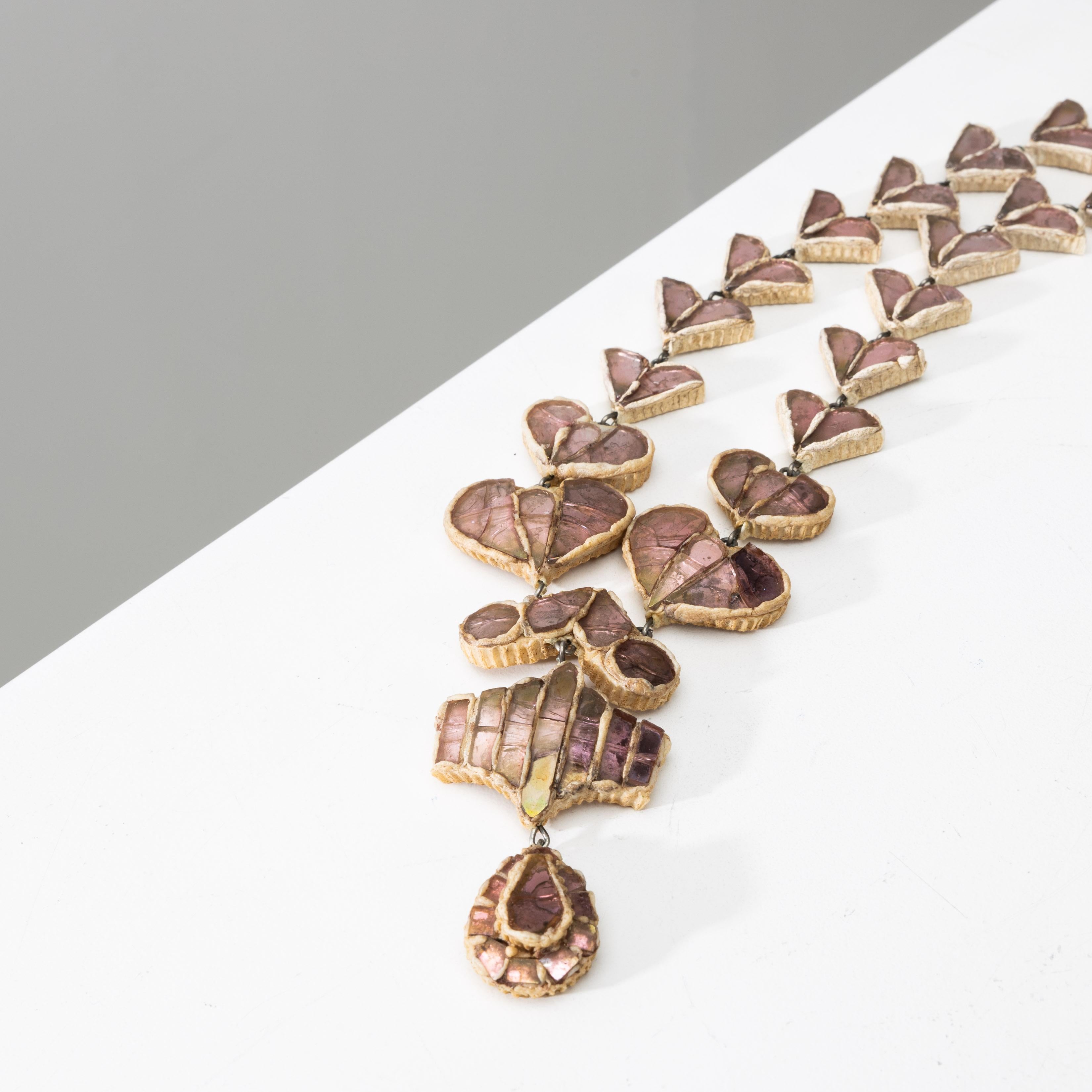 Talosel necklace (Model called Régence) with pair of earrings by Line Vautrin In Good Condition In Uccle, BE