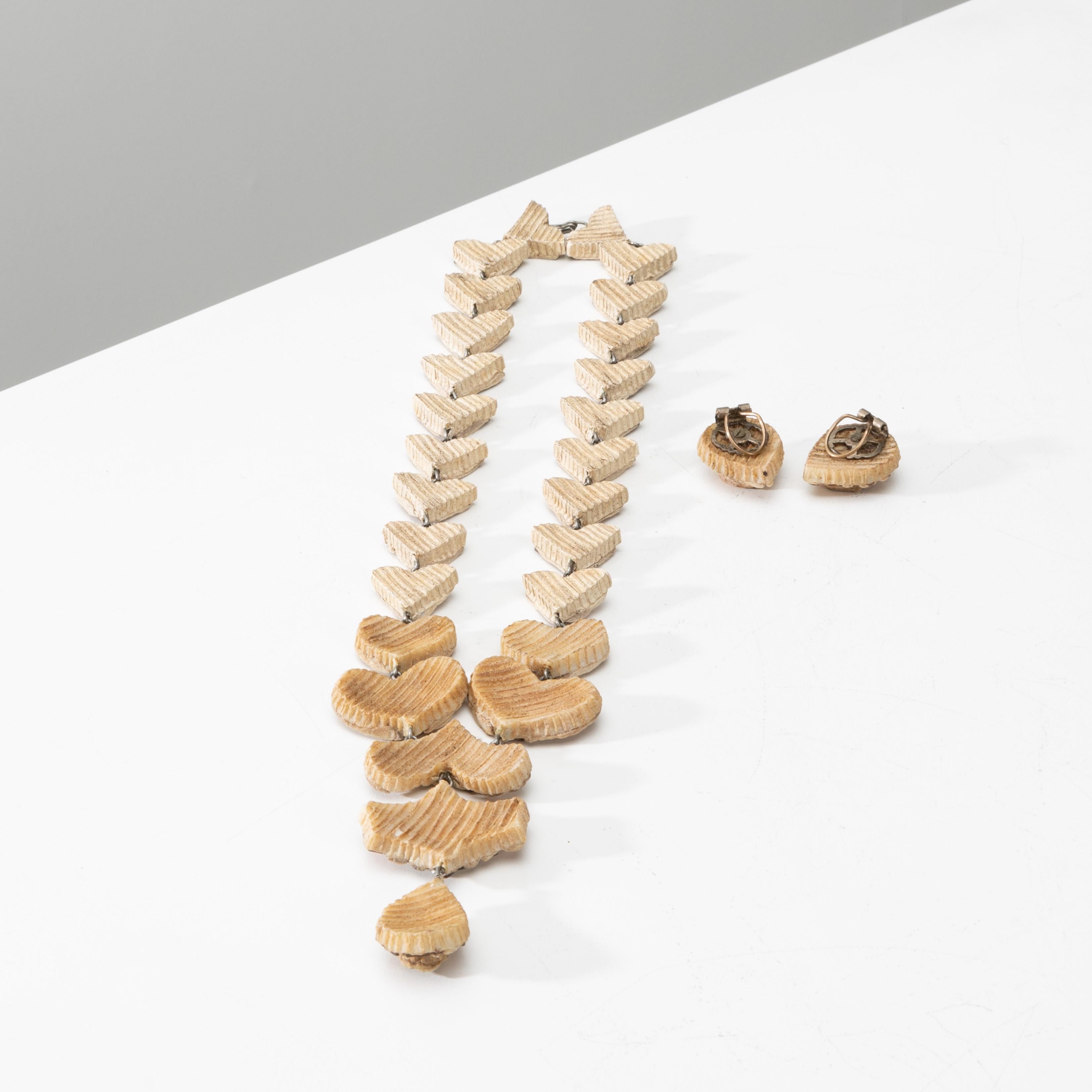 Mirror Talosel necklace (Model called Régence) with pair of earrings by Line Vautrin