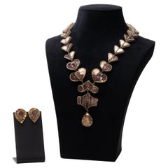 Talosel necklace (Model called Régence) with pair of earrings by Line Vautrin