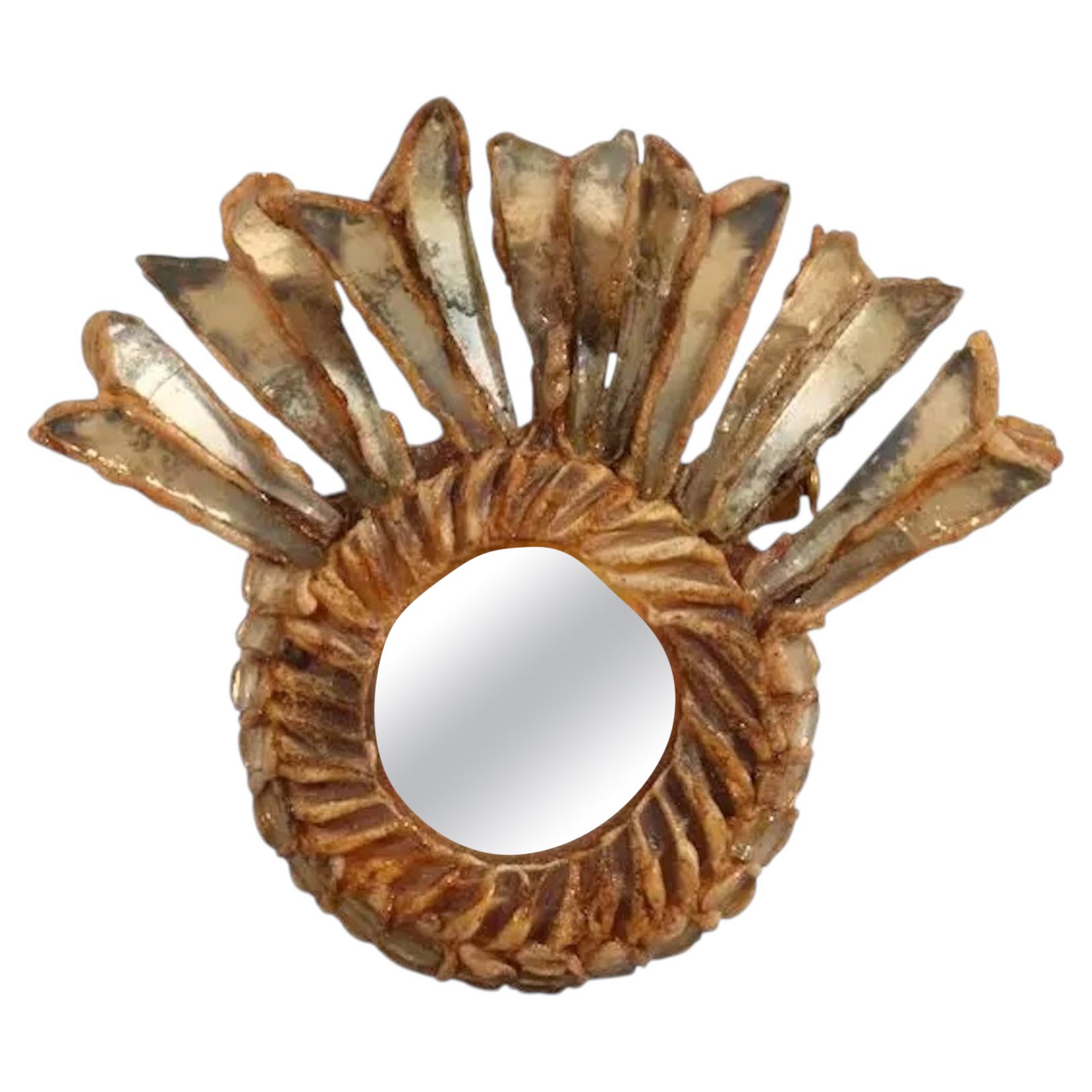 Broche miroir en résine Talosel par Line Vautrin en vente