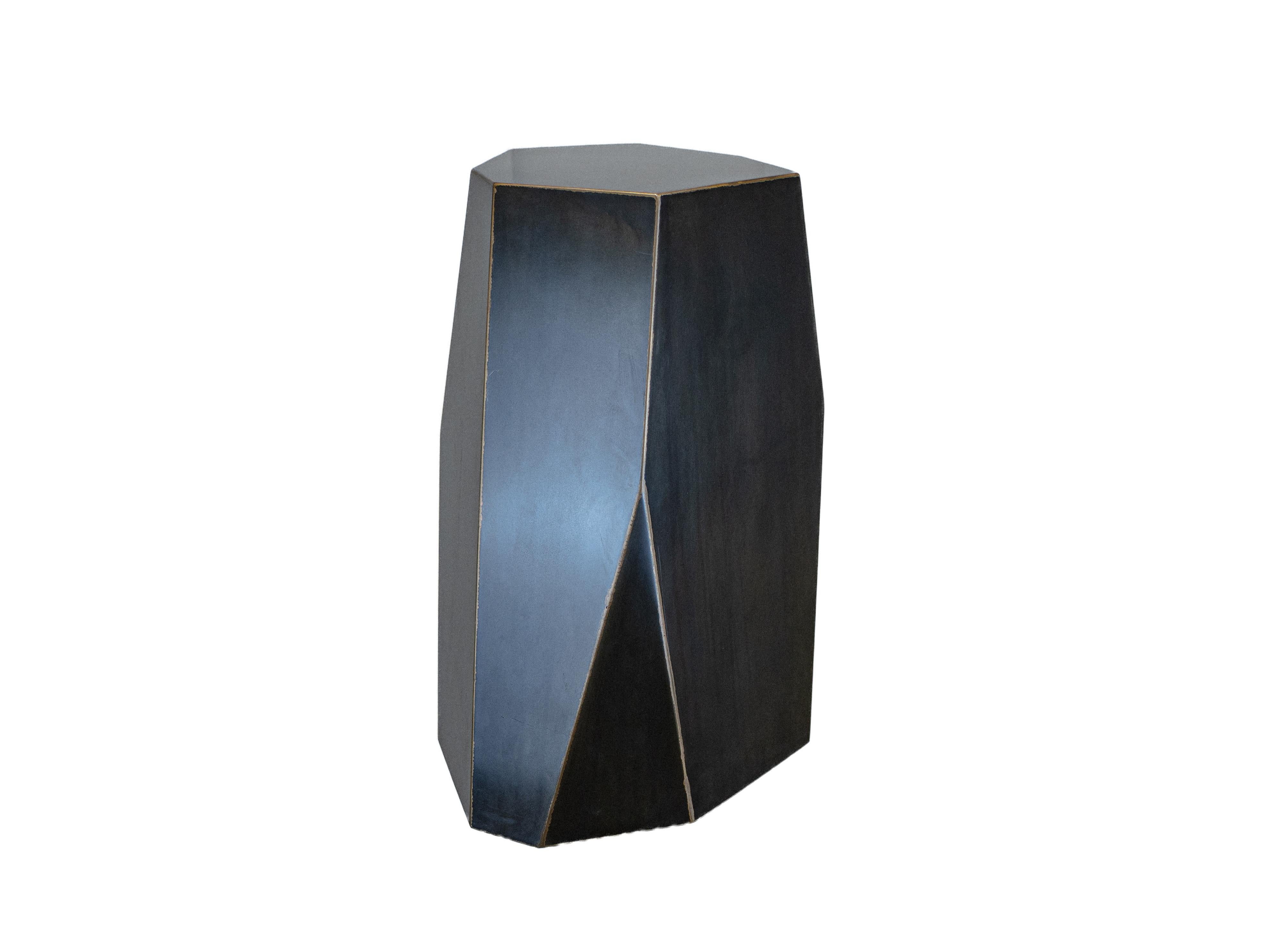 American Talus Sculptural Steel and Bronze Side Table For Sale