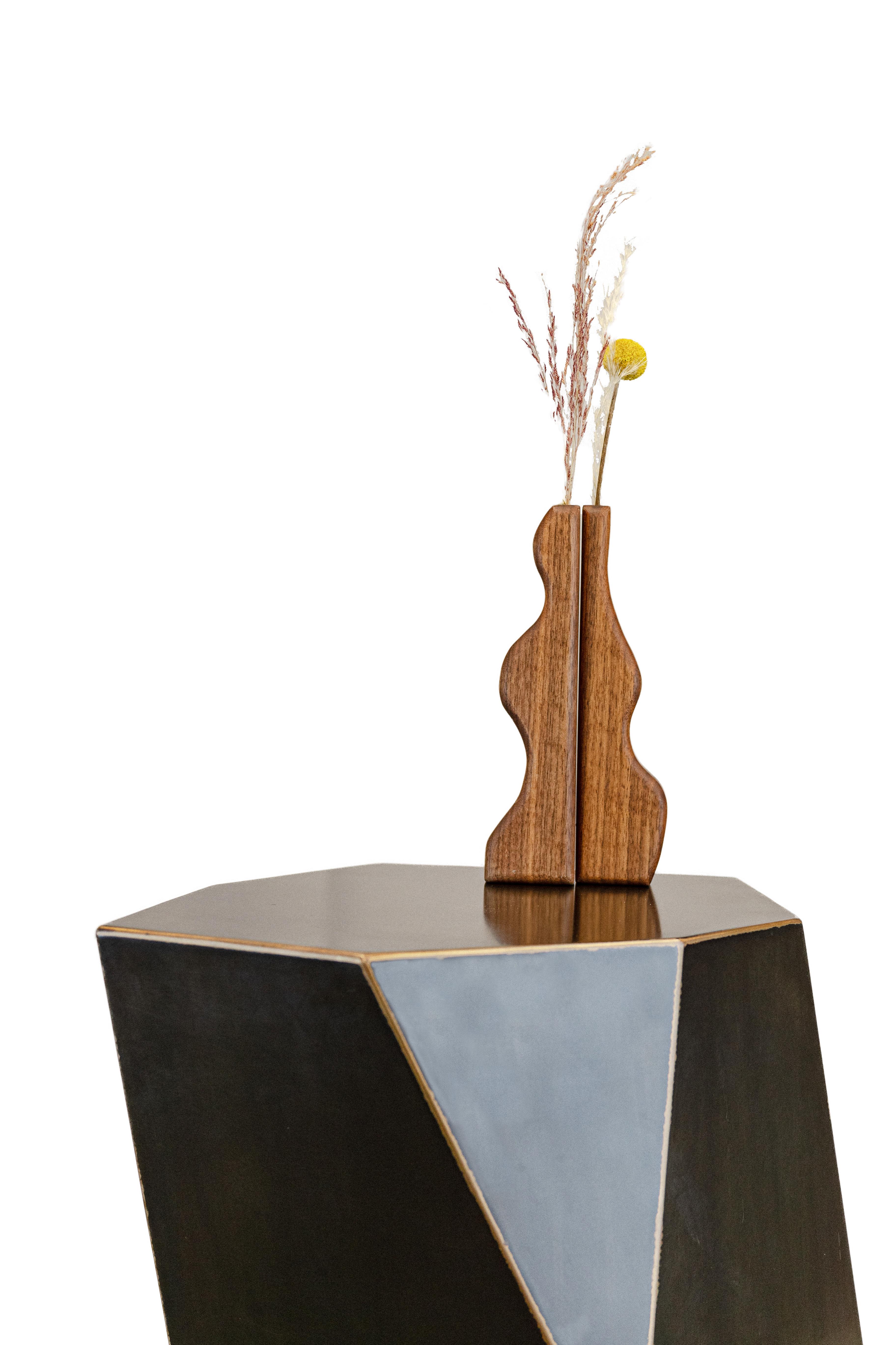 Contemporary Talus Sculptural Steel and Bronze Side Table For Sale