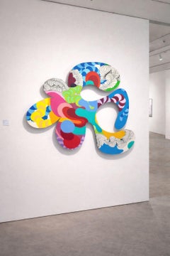 Art mural abstrait sculptural contemporain de Taly Cohen - Formes organiques vibrantes