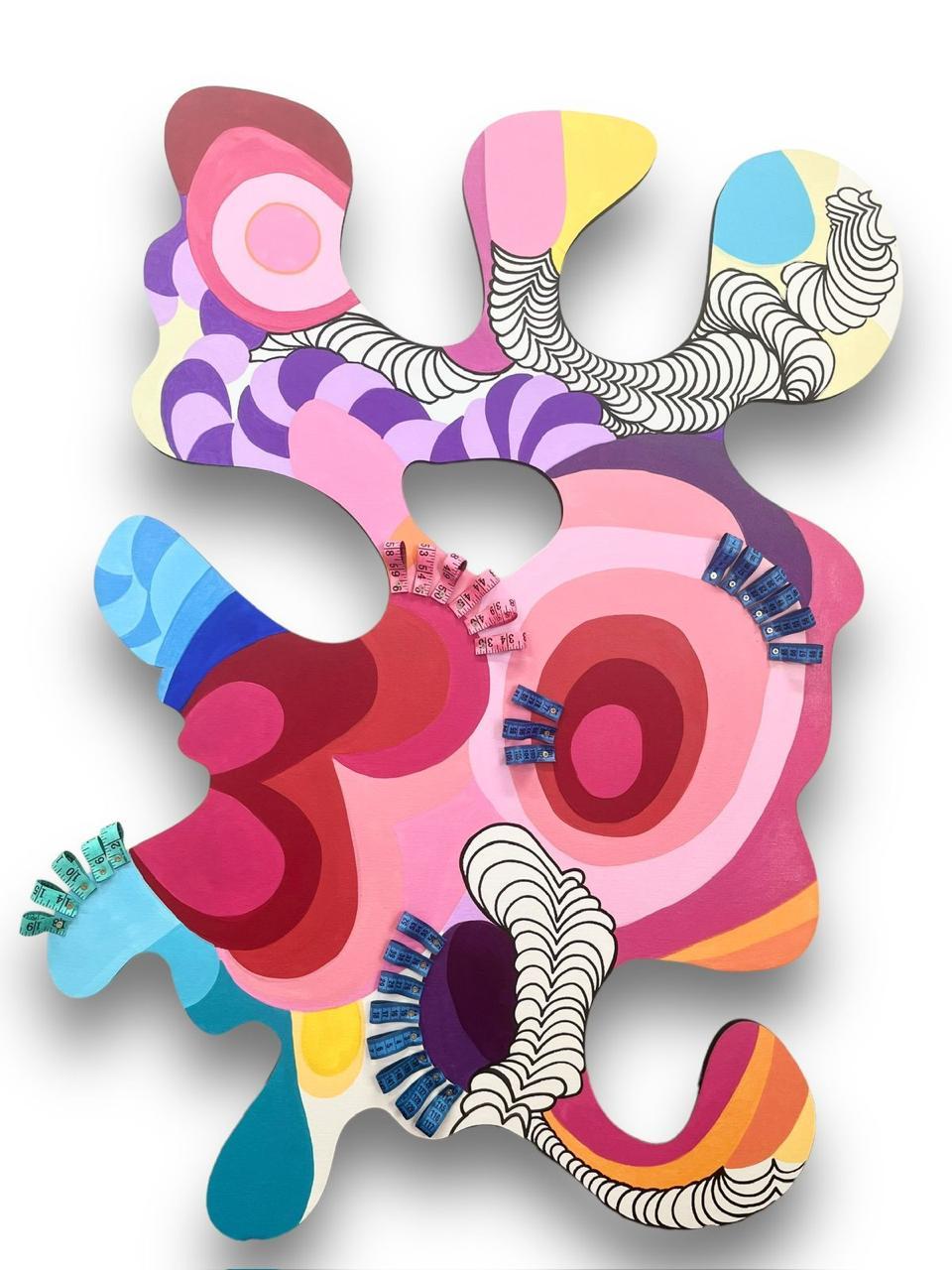 Sculptural Abstract Wall Piece in Vibrant Colors by Taly Cohen