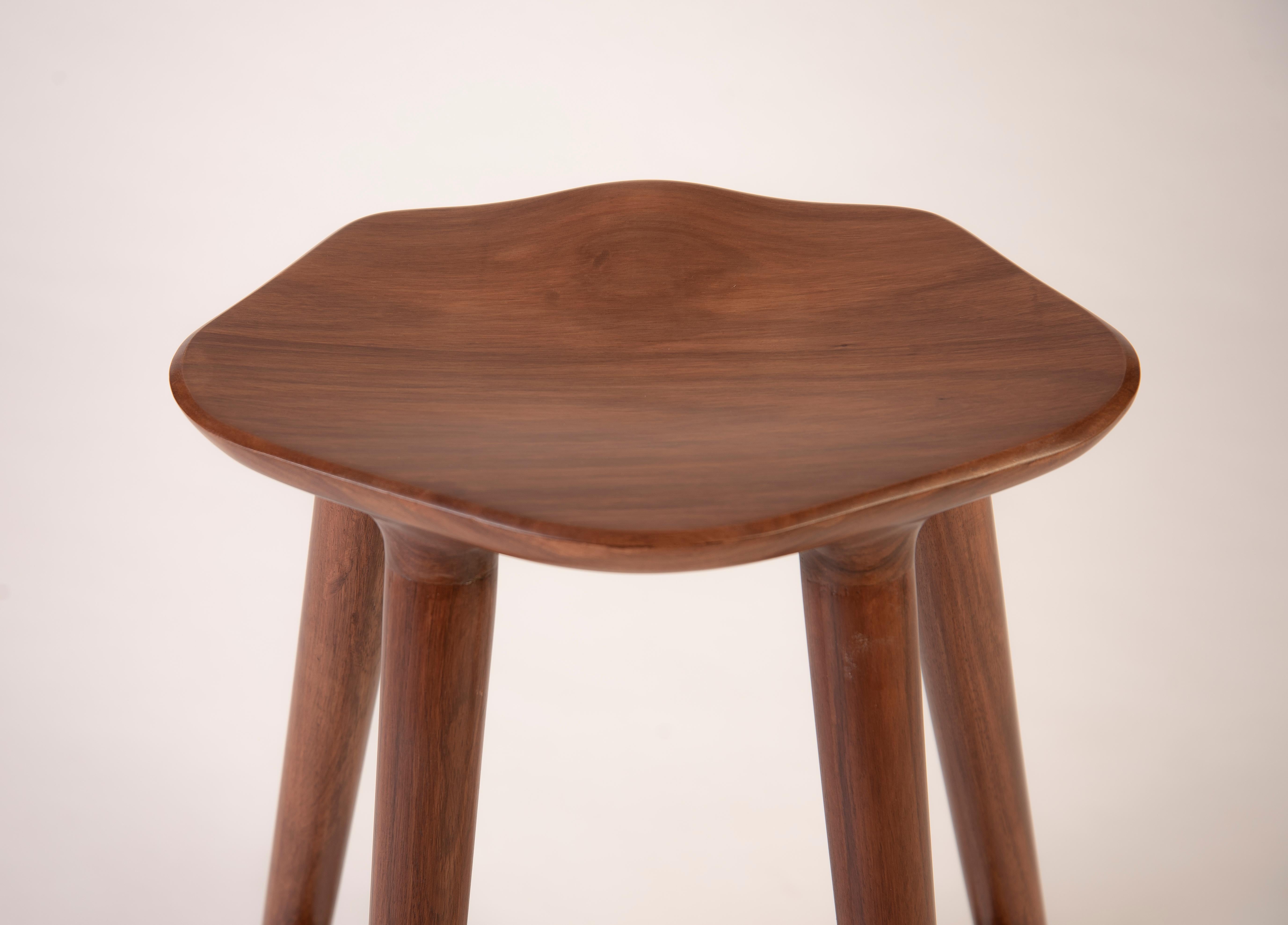 Mexican Tam Counter Stool 4 Legs, Tzalam Wood For Sale