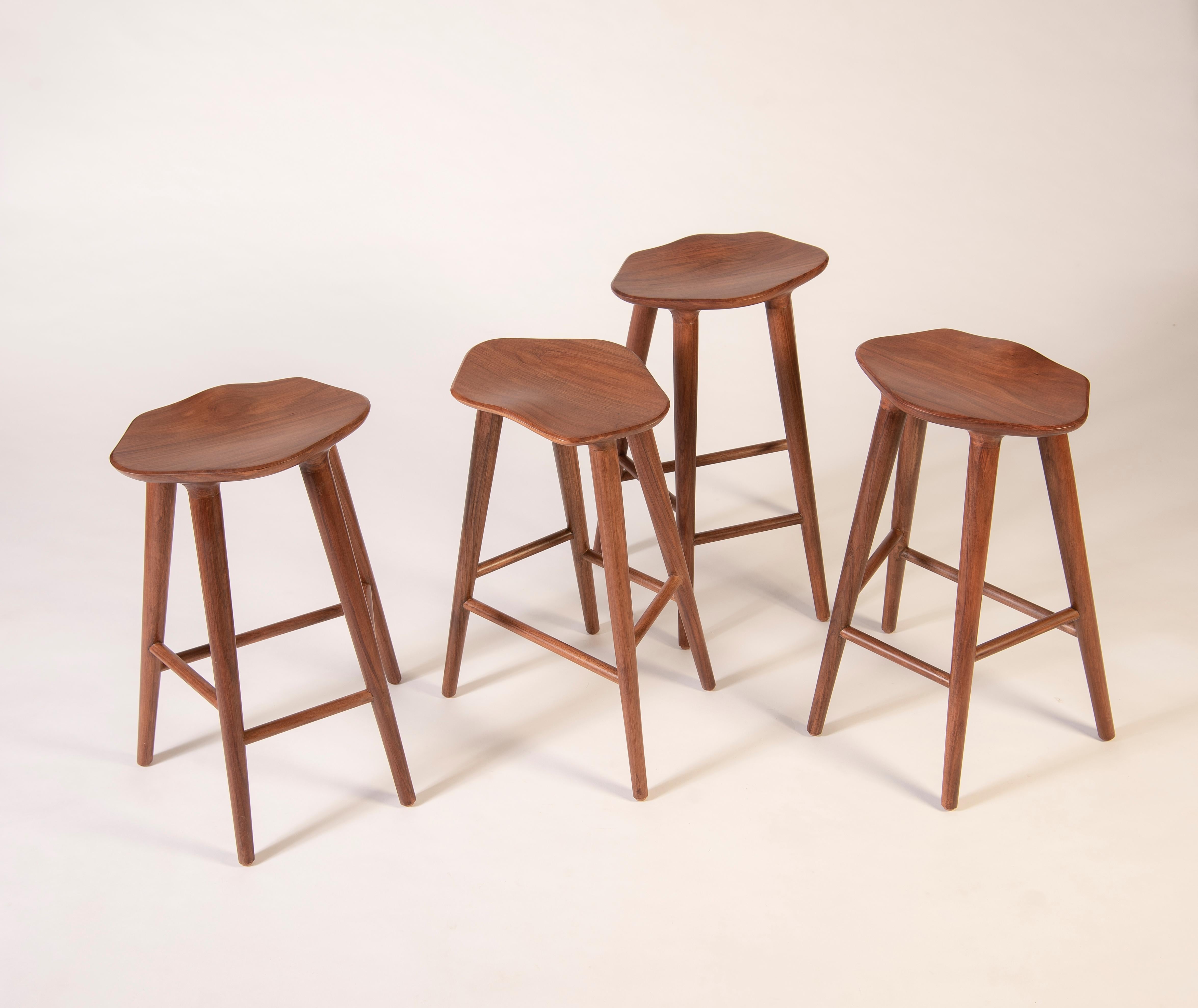Tam Counter Stool 4 Legs, Tzalam Wood In New Condition For Sale In Zapopan, Jalisco