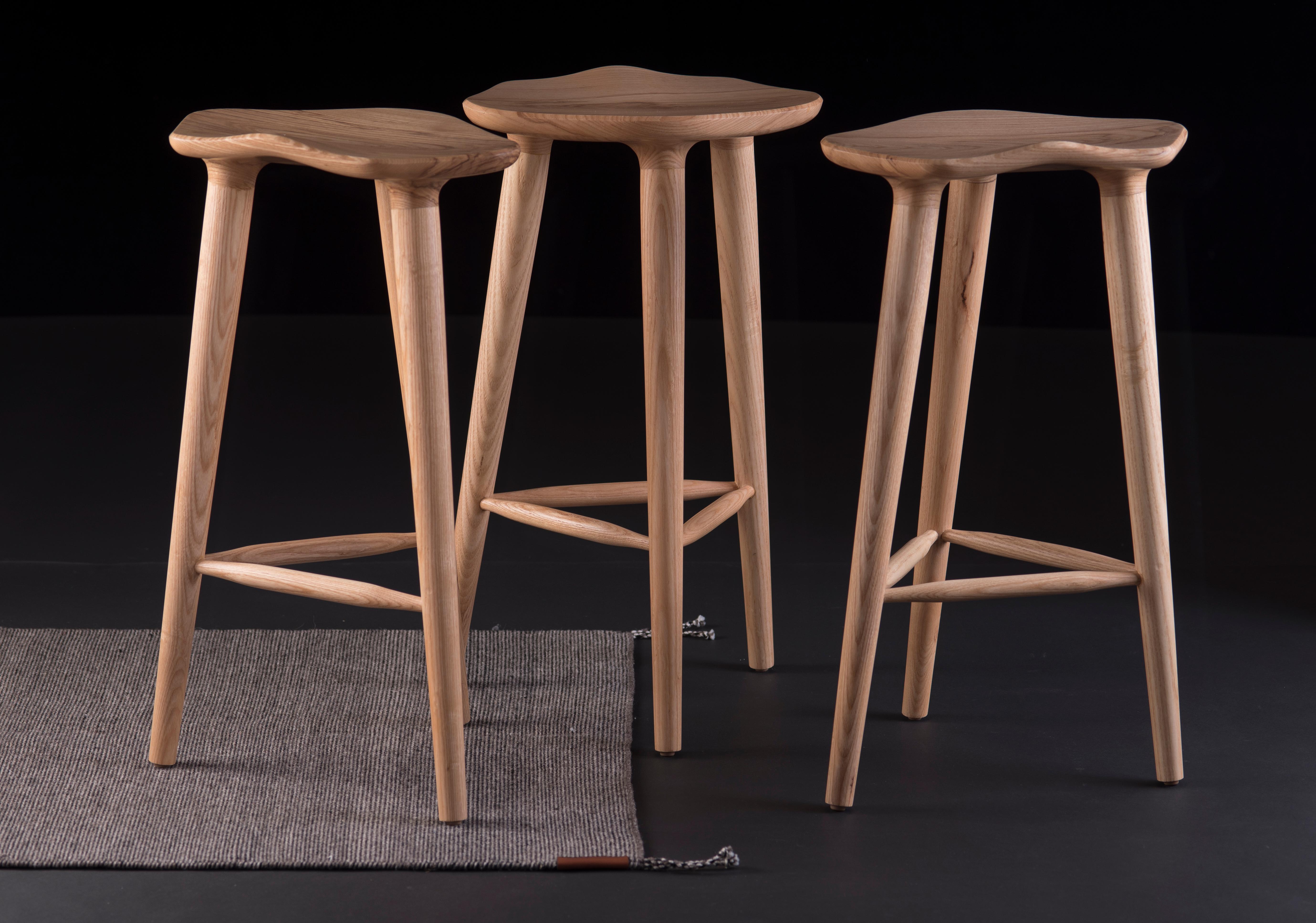 Minimalist Tam Counter Stool, Ash Wood For Sale