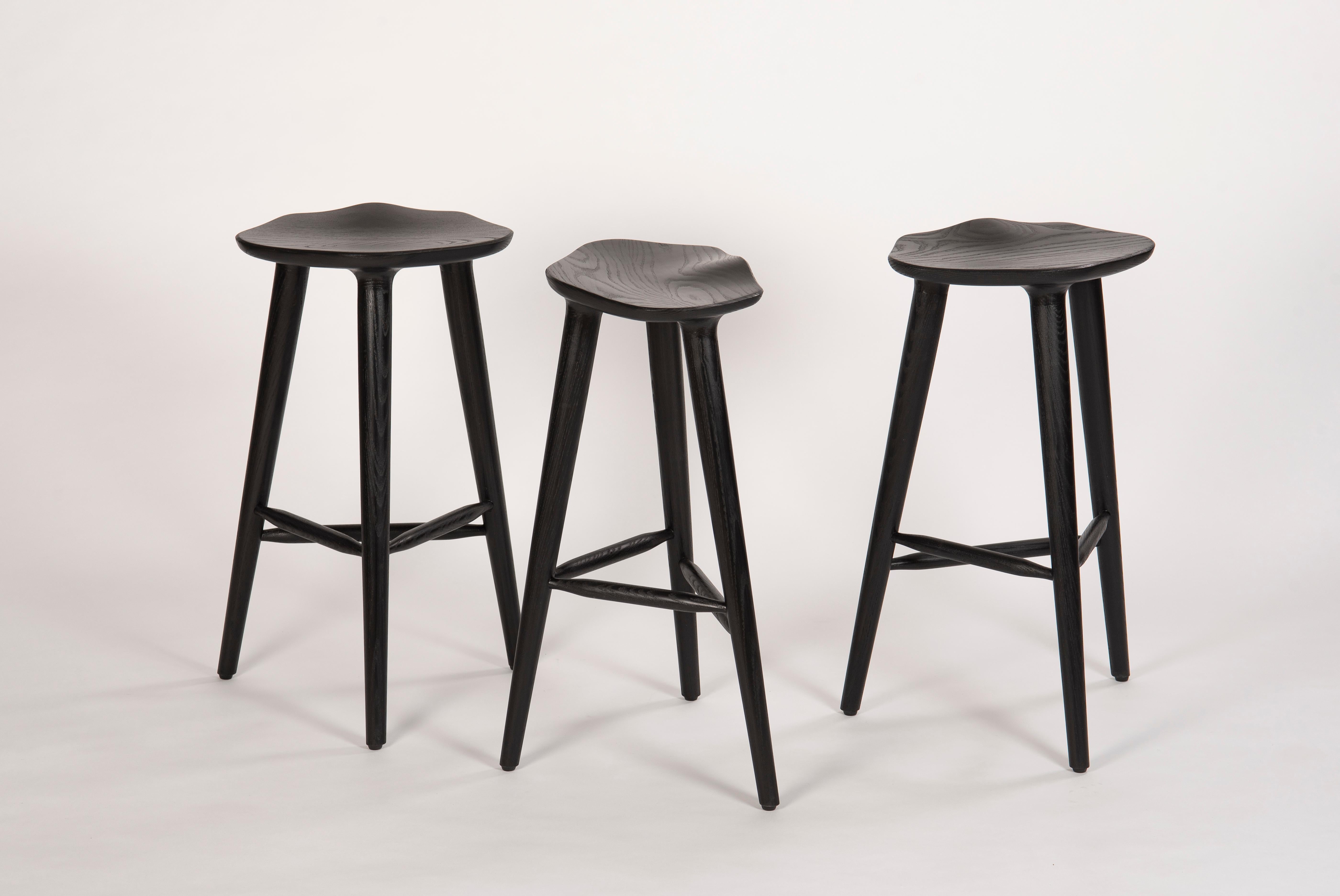 Minimalist Tam Counter Stool, Black Ash Wood For Sale